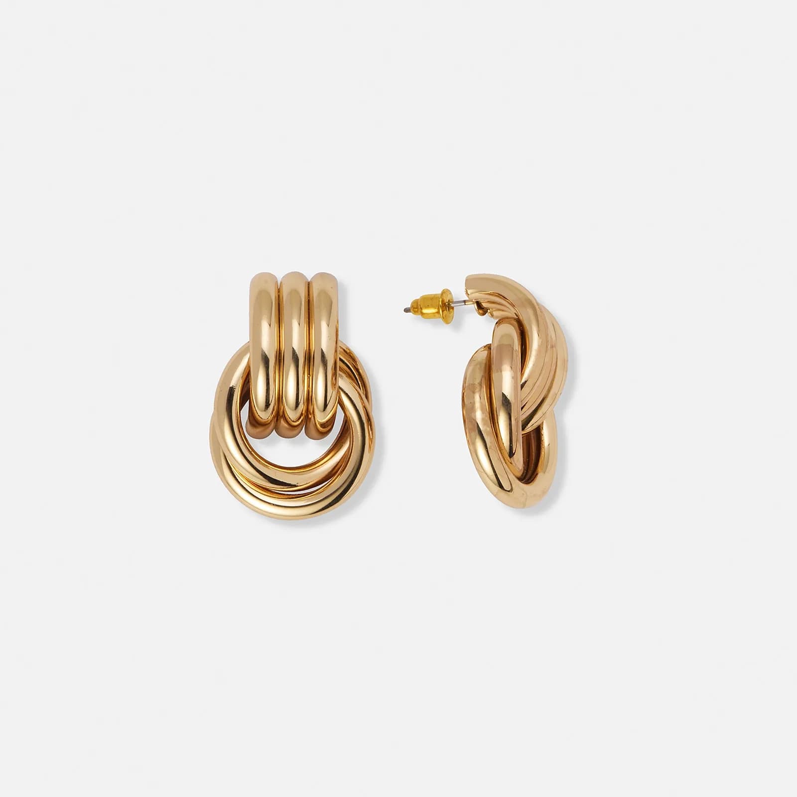 Guldfärgade örhängen, länkade ringar - 30mm