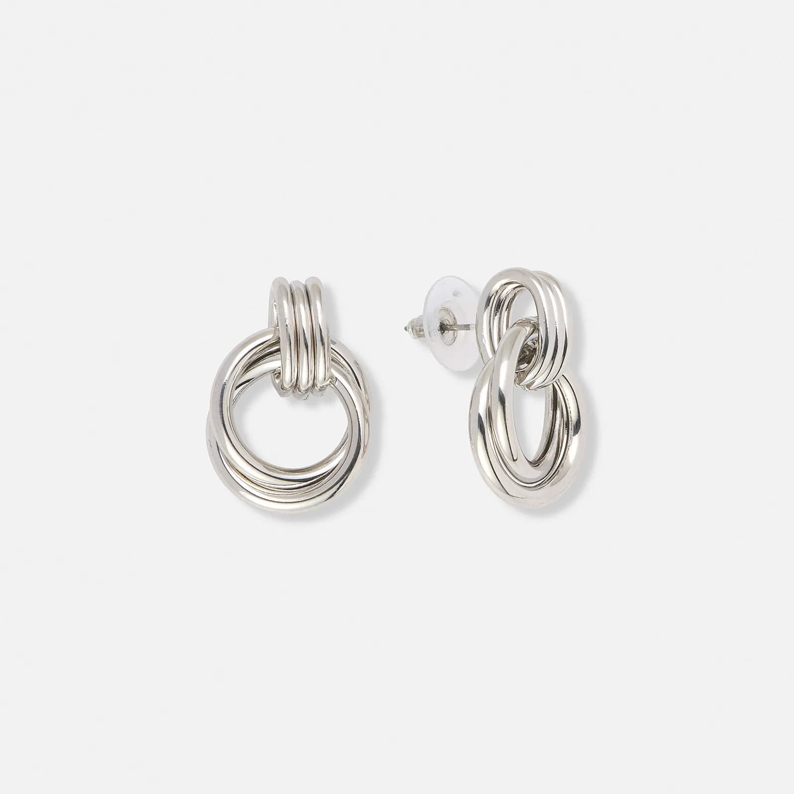 Silverfärgade örhängen, länkade ringar - 20mm