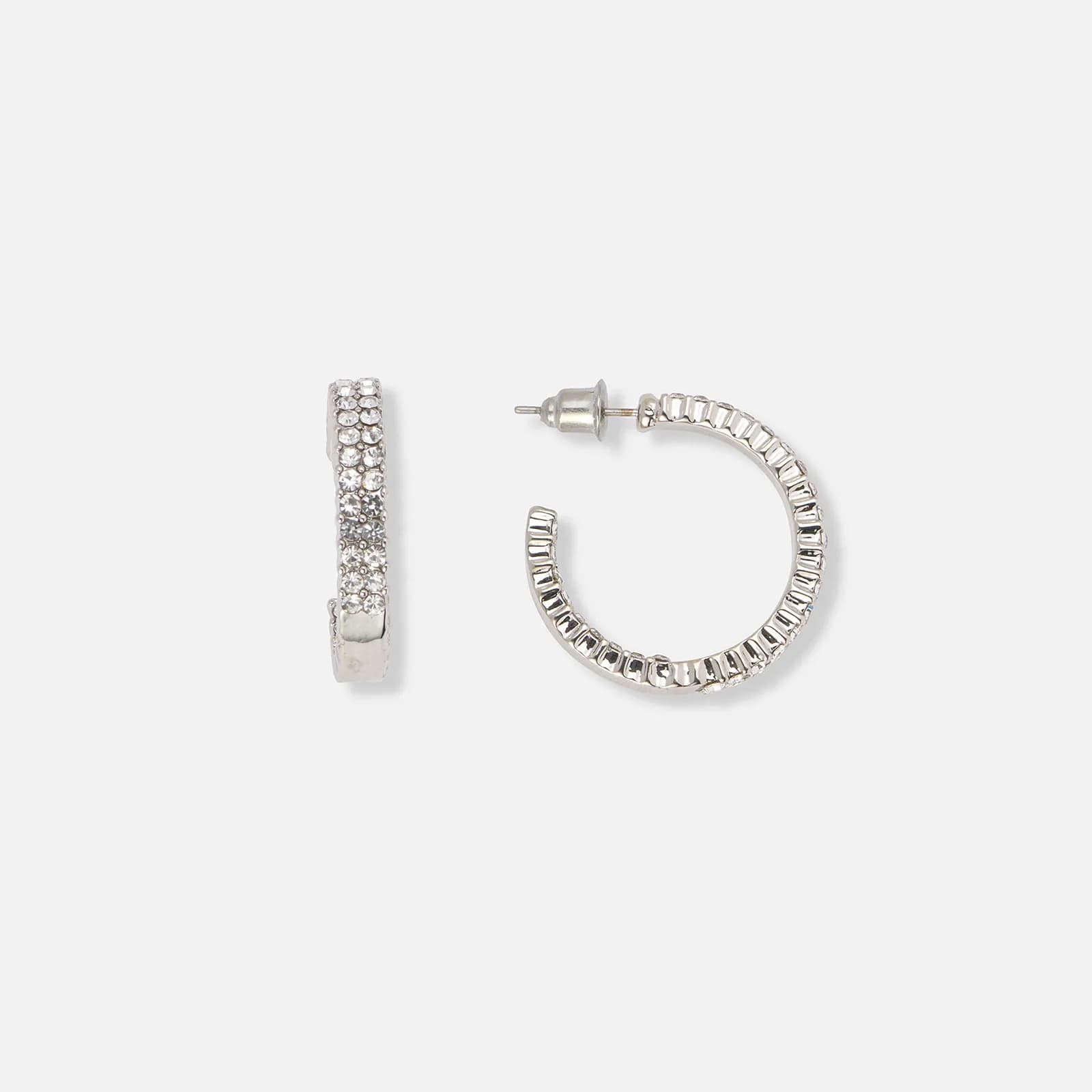 Silverfärgade hoops, två rader stenar - 20mm
