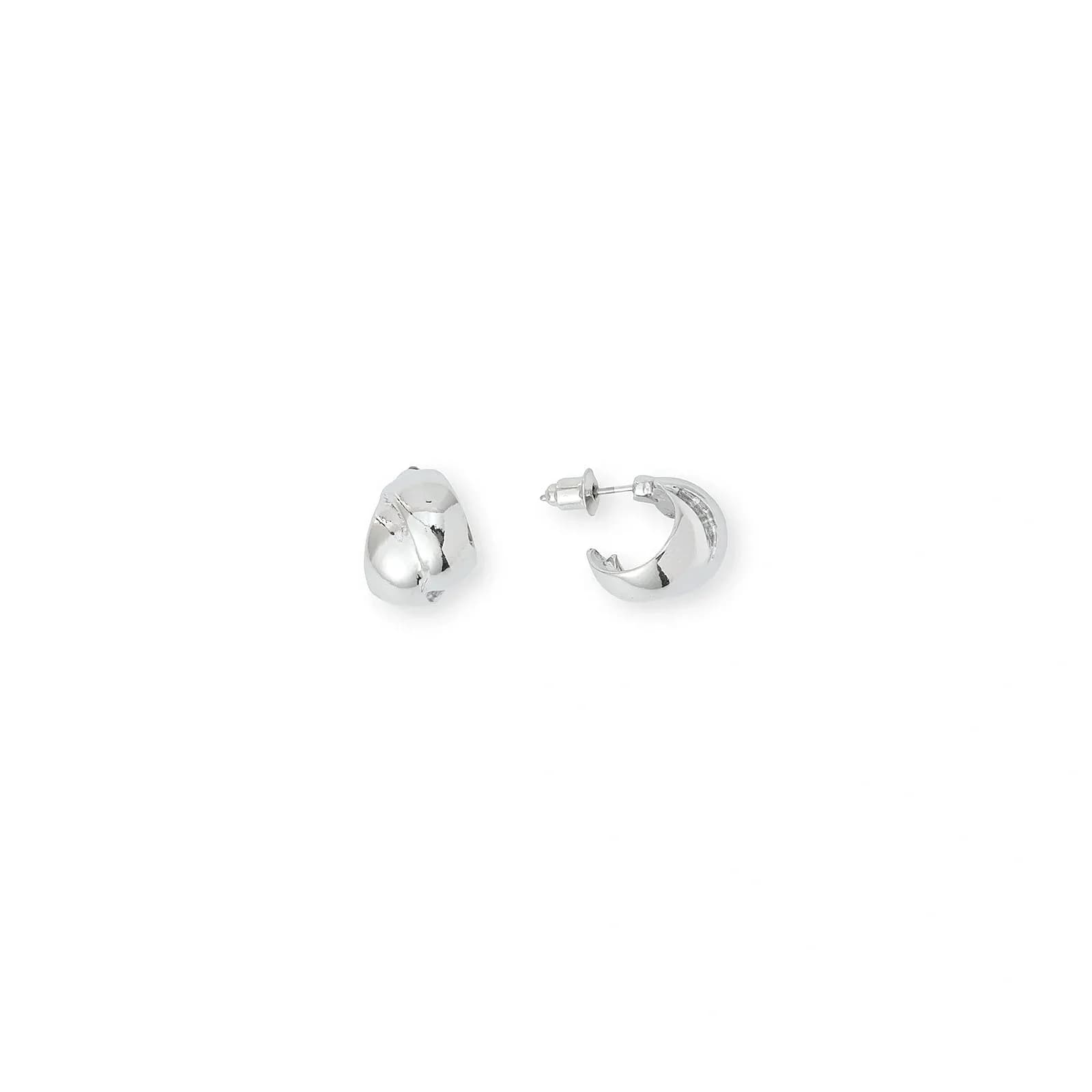 Silverfärgade örhängen, kupade creoler - 1cm