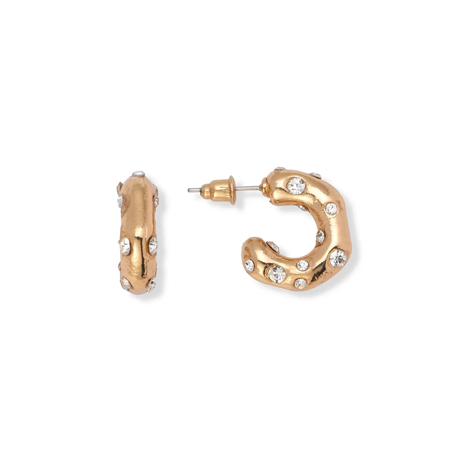 Guldfärgade hoops med vita stenar - 20mm
