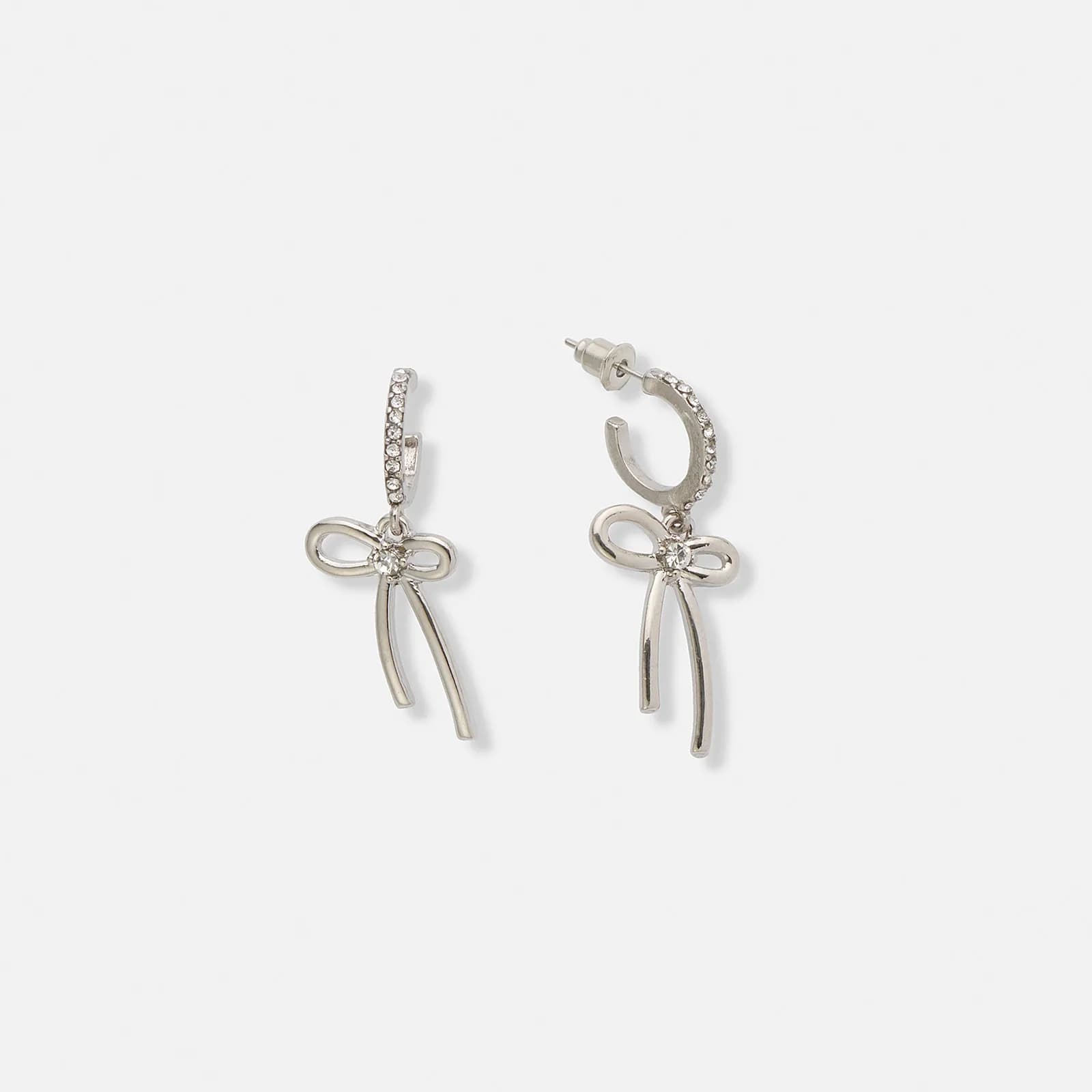 Silverfärgade örhängen, hängande rosett med glasstenar - 3,5 cm 1