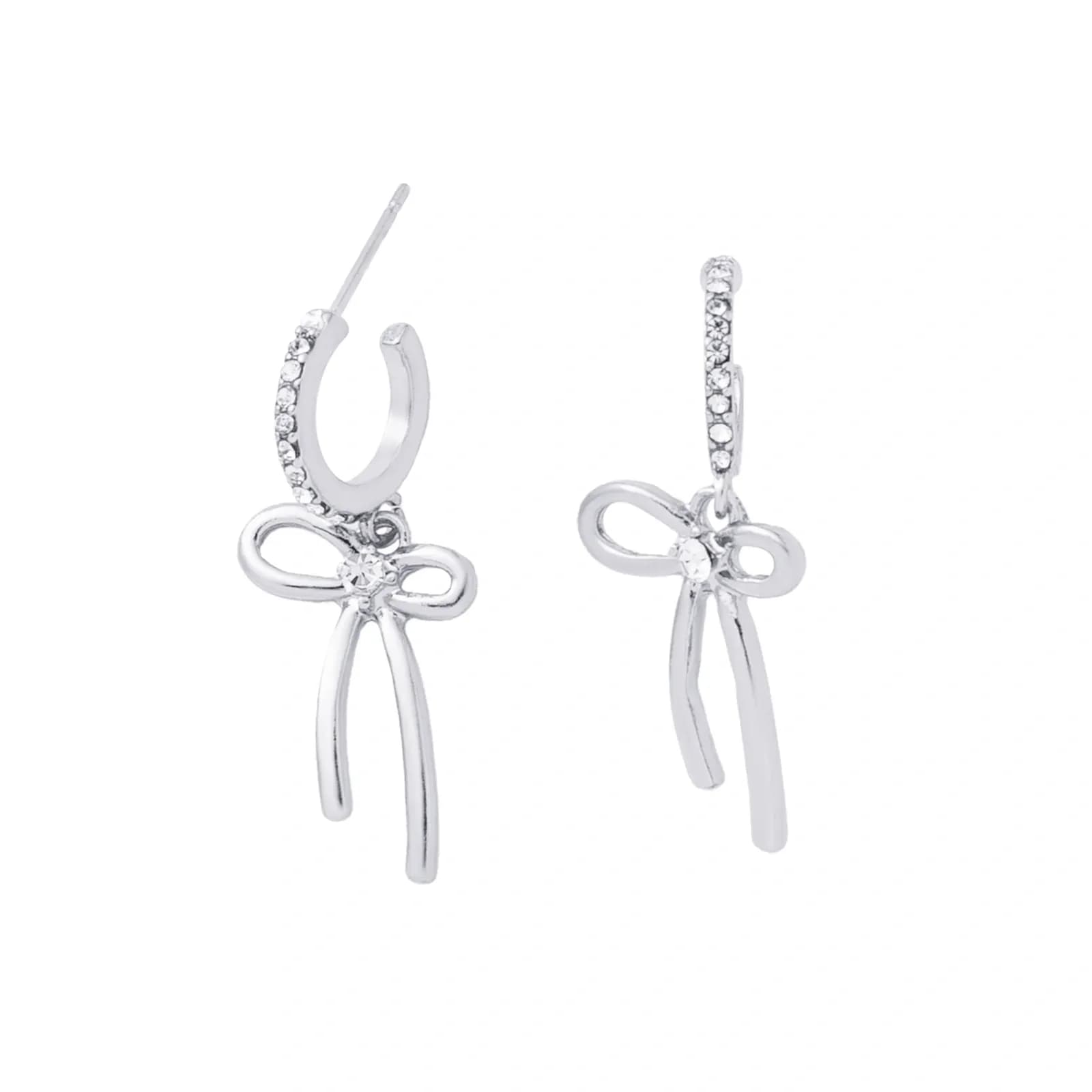 Silverfärgade örhängen, hängande rosett med glasstenar - 3,5 cm 4