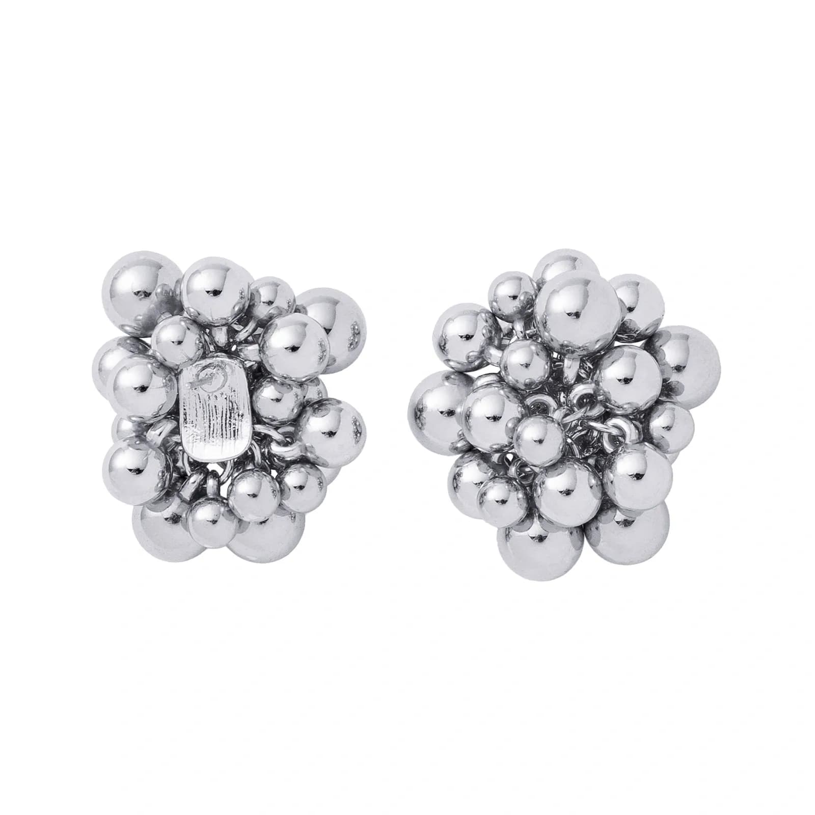 Silverfärgade örhängen, runda med sammansatta kulor - 4 cm 2