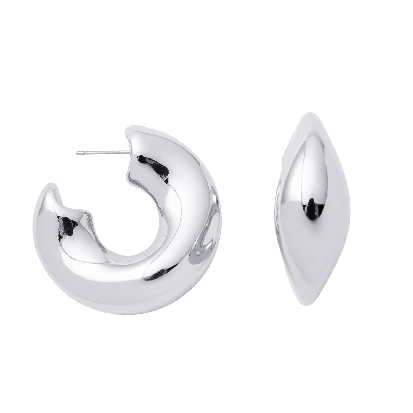 Silverfärgade örhängen, kraftiga hoops med vågig yta – 3,5 cm 2