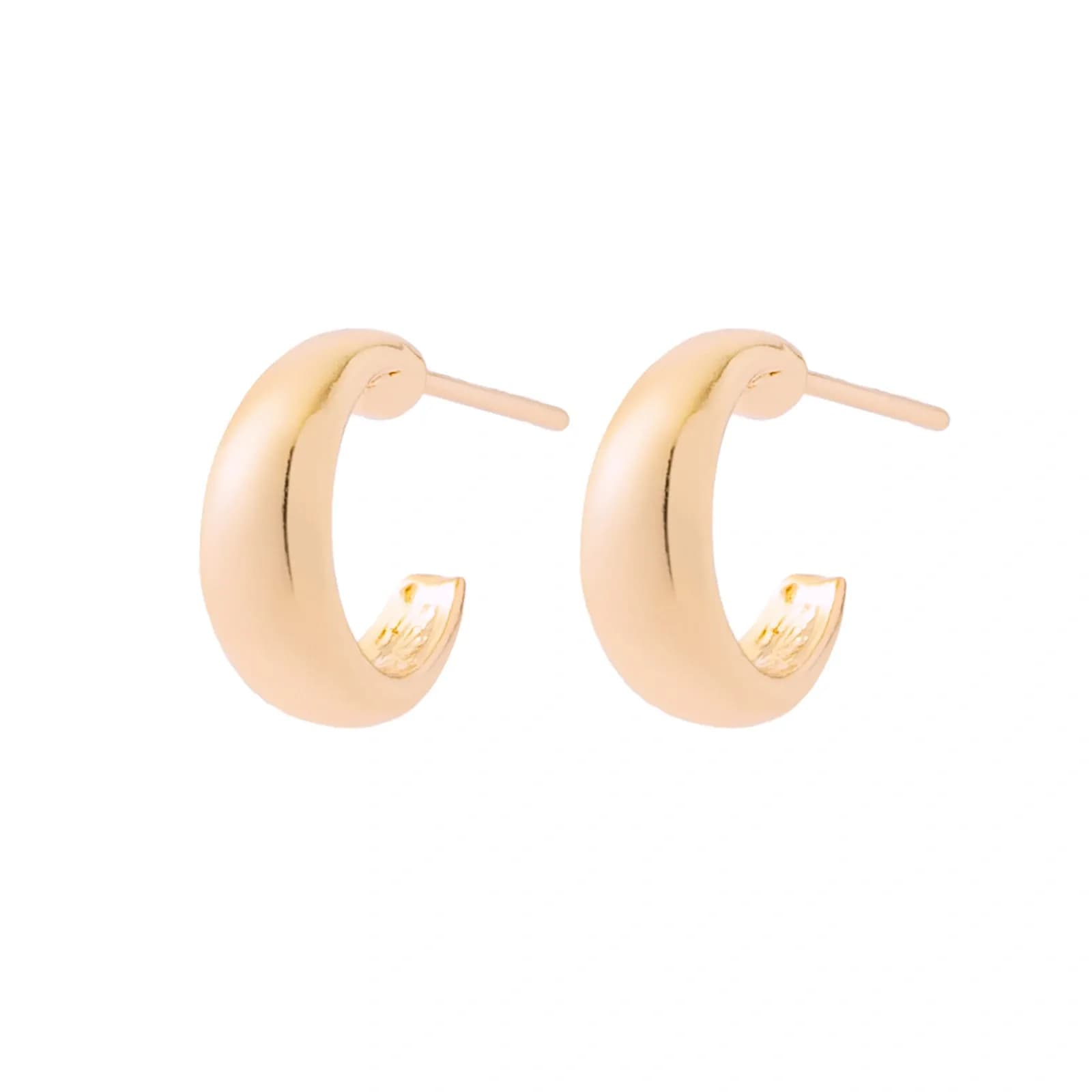 Guldfärgade örhängen, små chunky creoler – 1 cm 3