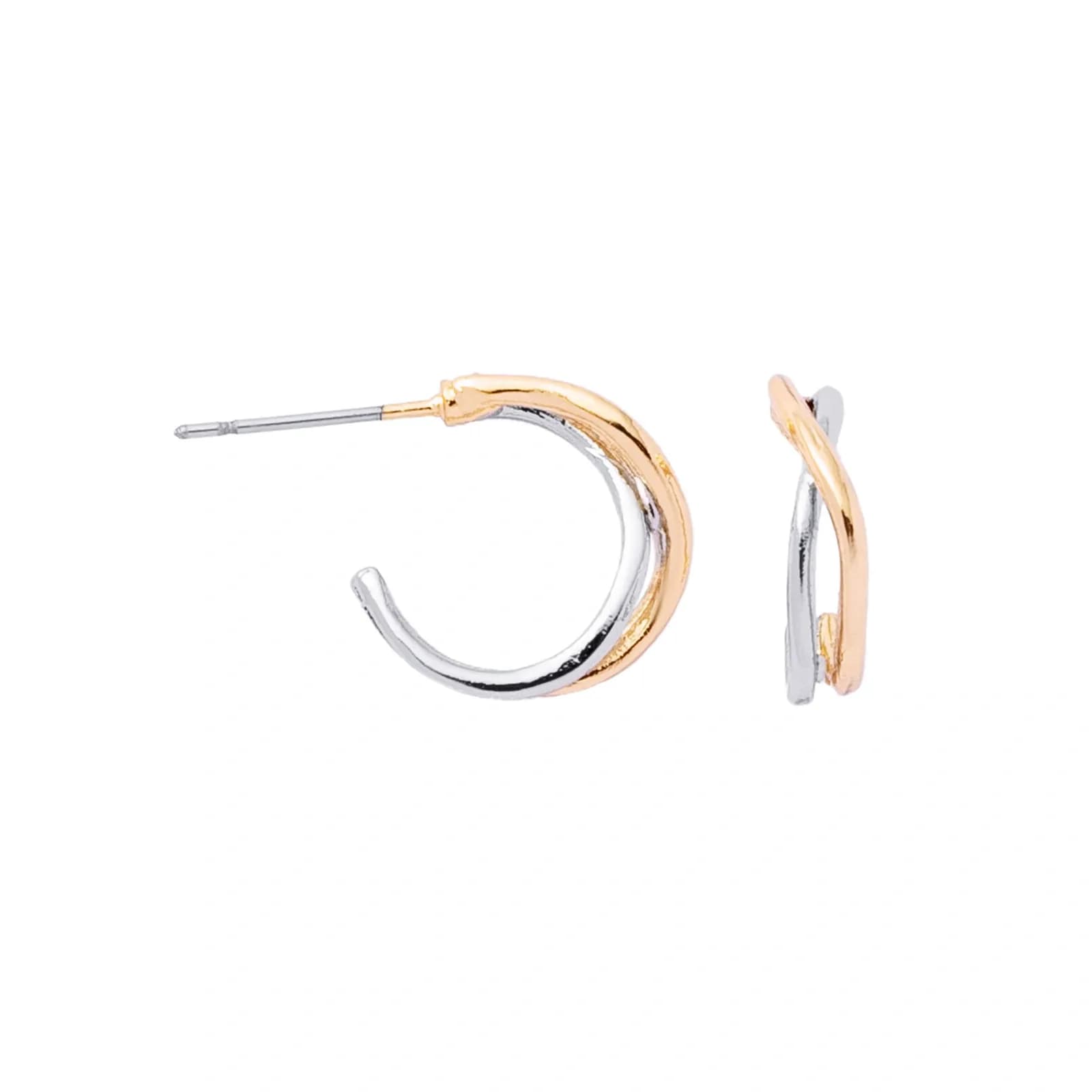Bicolorfärgade örhängen, hoops i korsad design - 1,5 cm 2