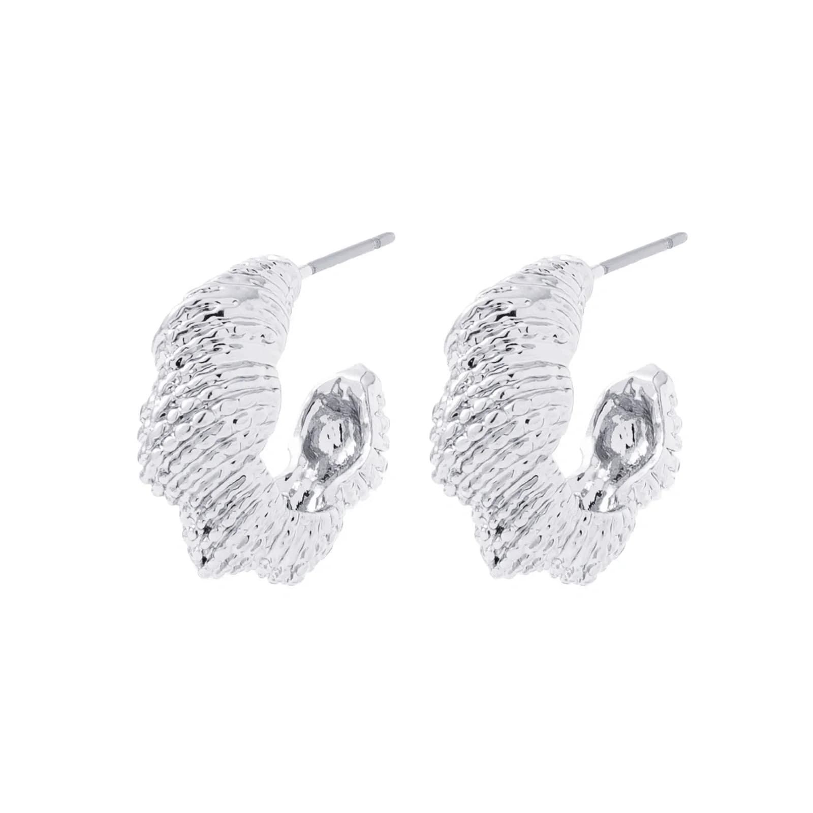 Silverfärgade örhängen, hoops med strukturerad yta - 1,5 cm 1