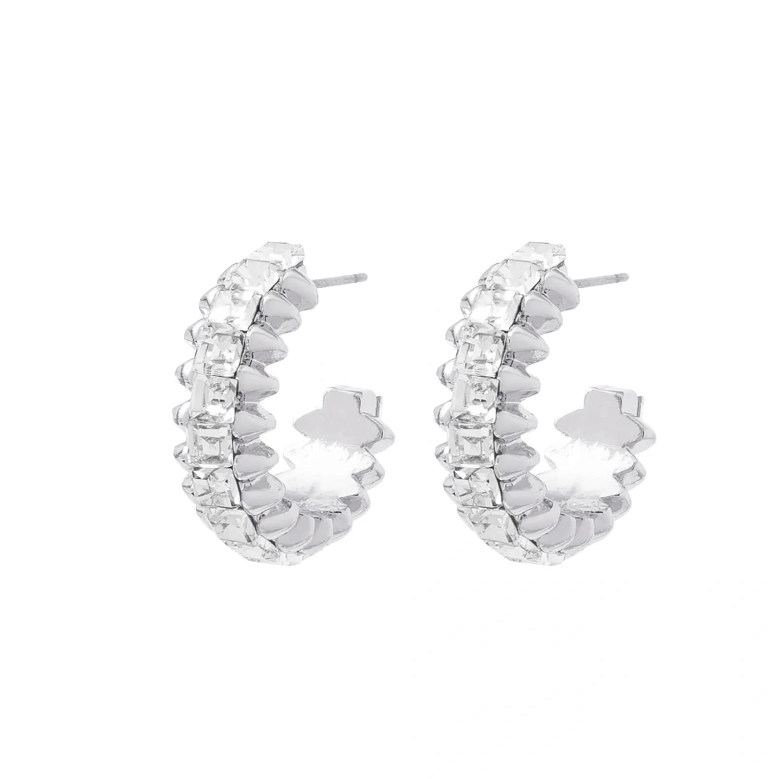Silverfärgade örhängen Spike Noir creoler - 2,5 cm 2