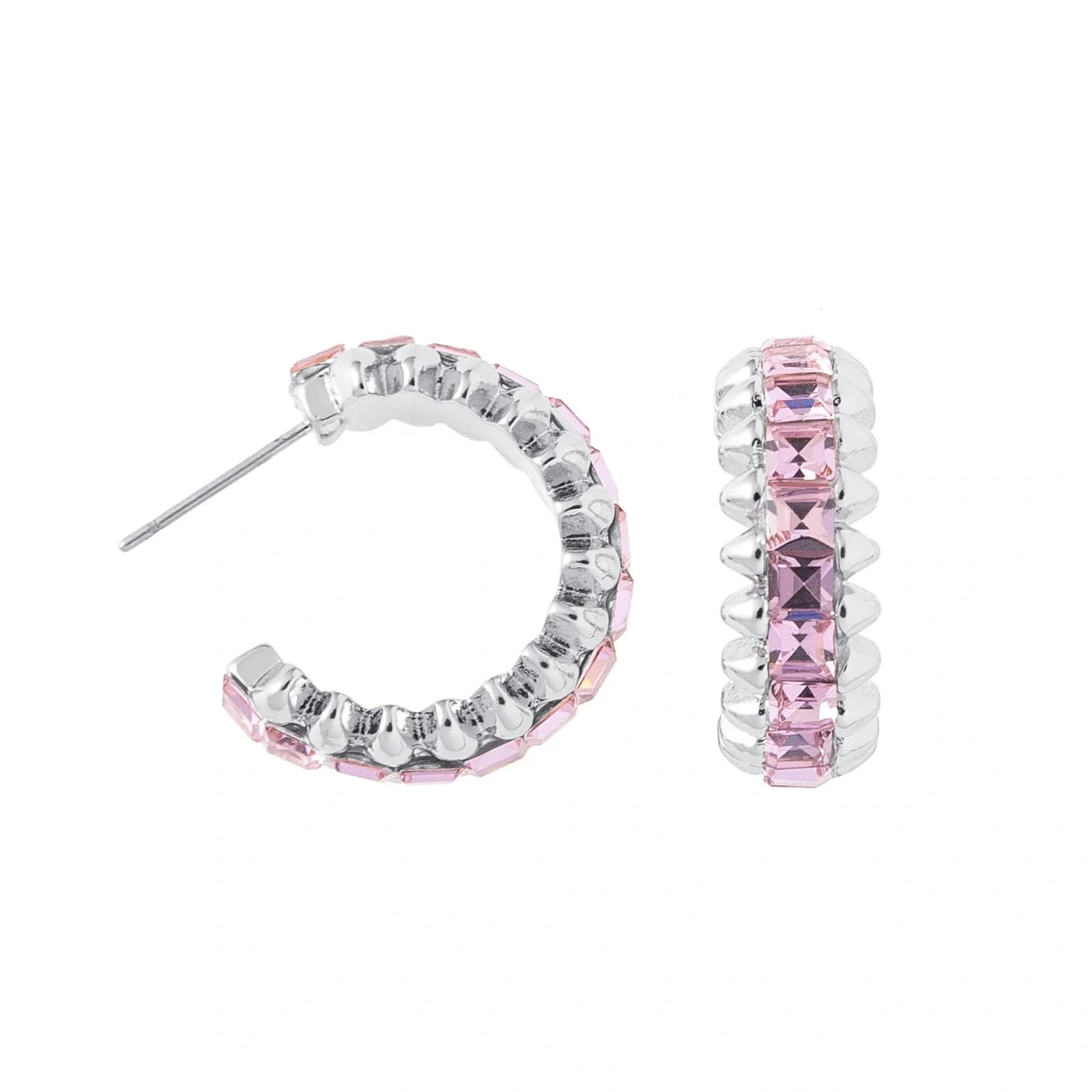 Silverfärgade örhängen Spike Noir rosa - 2,5 cm