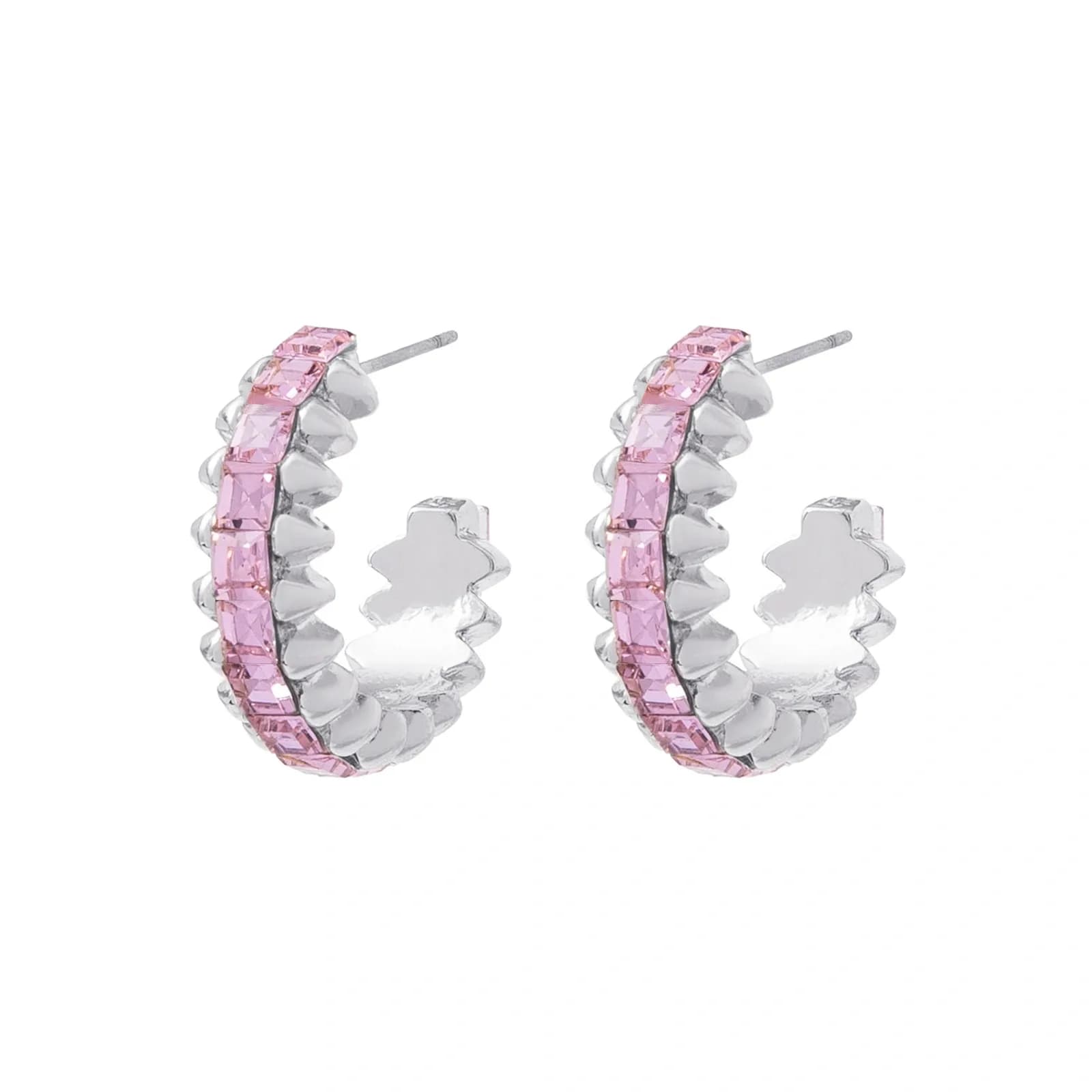 Silverfärgade örhängen Spike Noir rosa - 2,5 cm 2