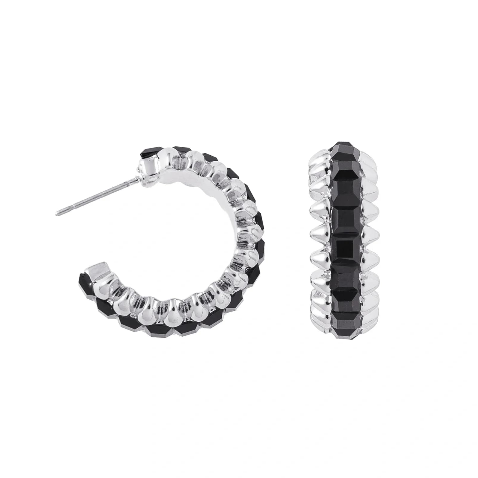 Silverfärgade örhängen Spike Noir svarta - 2,5 cm