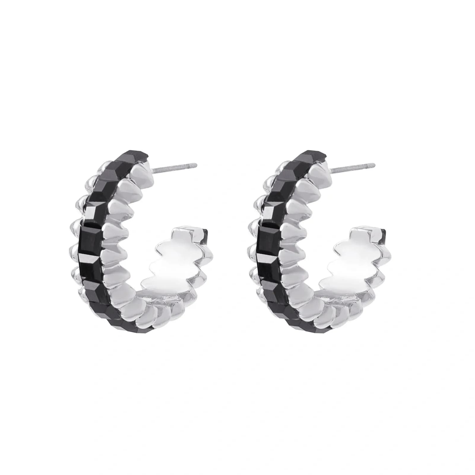 Silverfärgade örhängen Spike Noir svarta - 2,5 cm 2