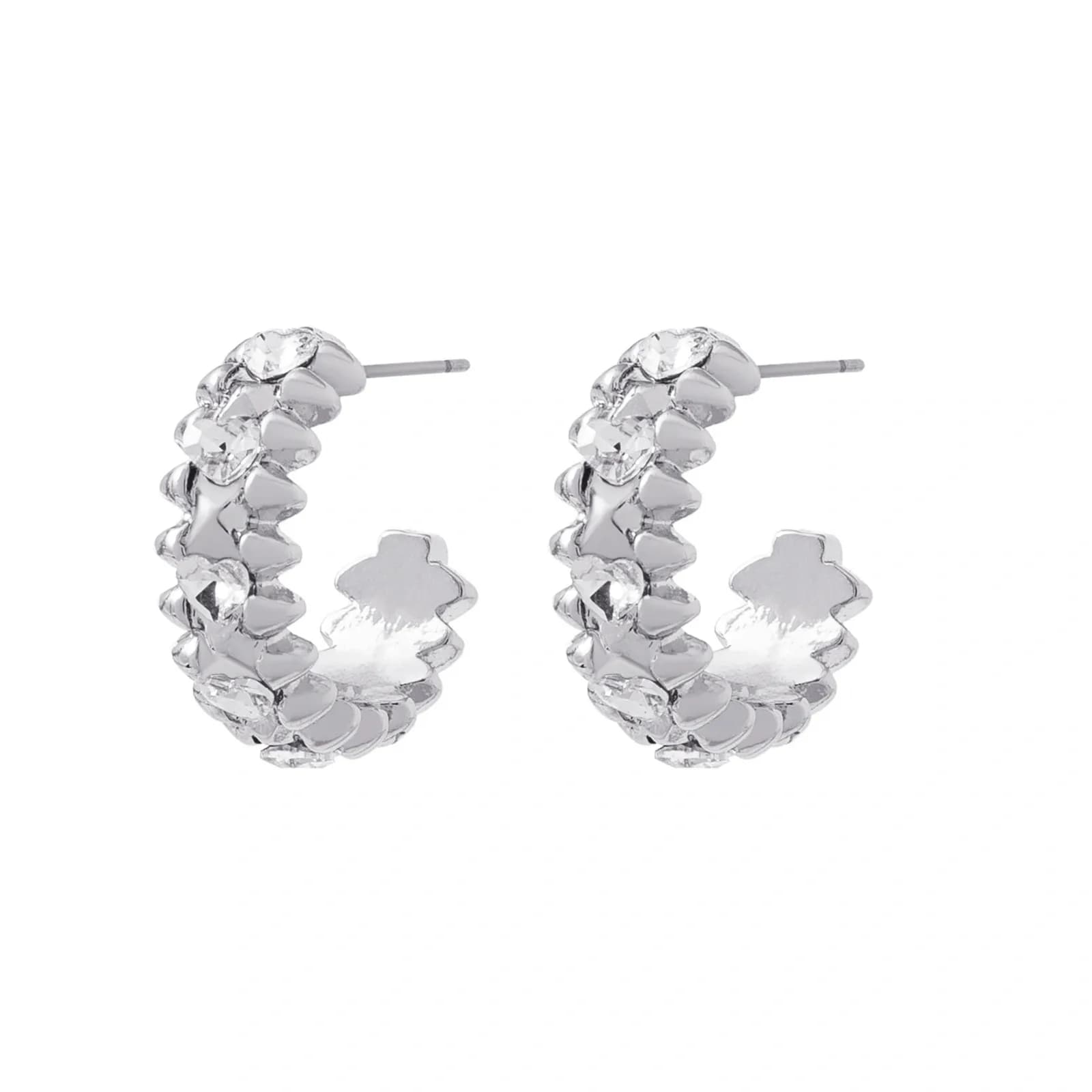 Silverfärgade örhängen Spike Noir, hjärtstenar - 2,5 cm 2