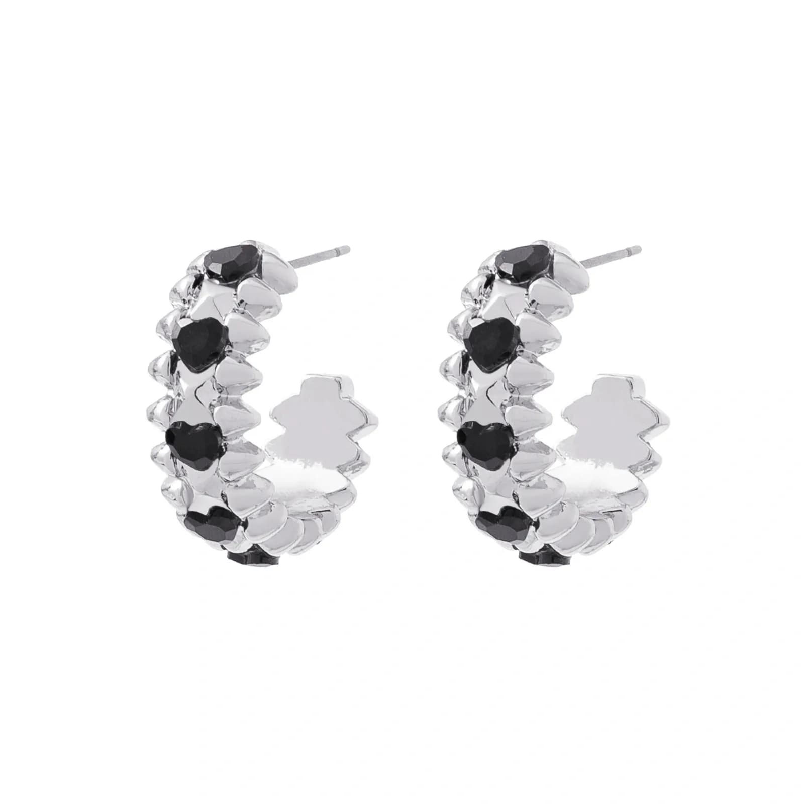 Silverfärgade örhängen halvcreoler Spike Noir - 2,5 cm 2