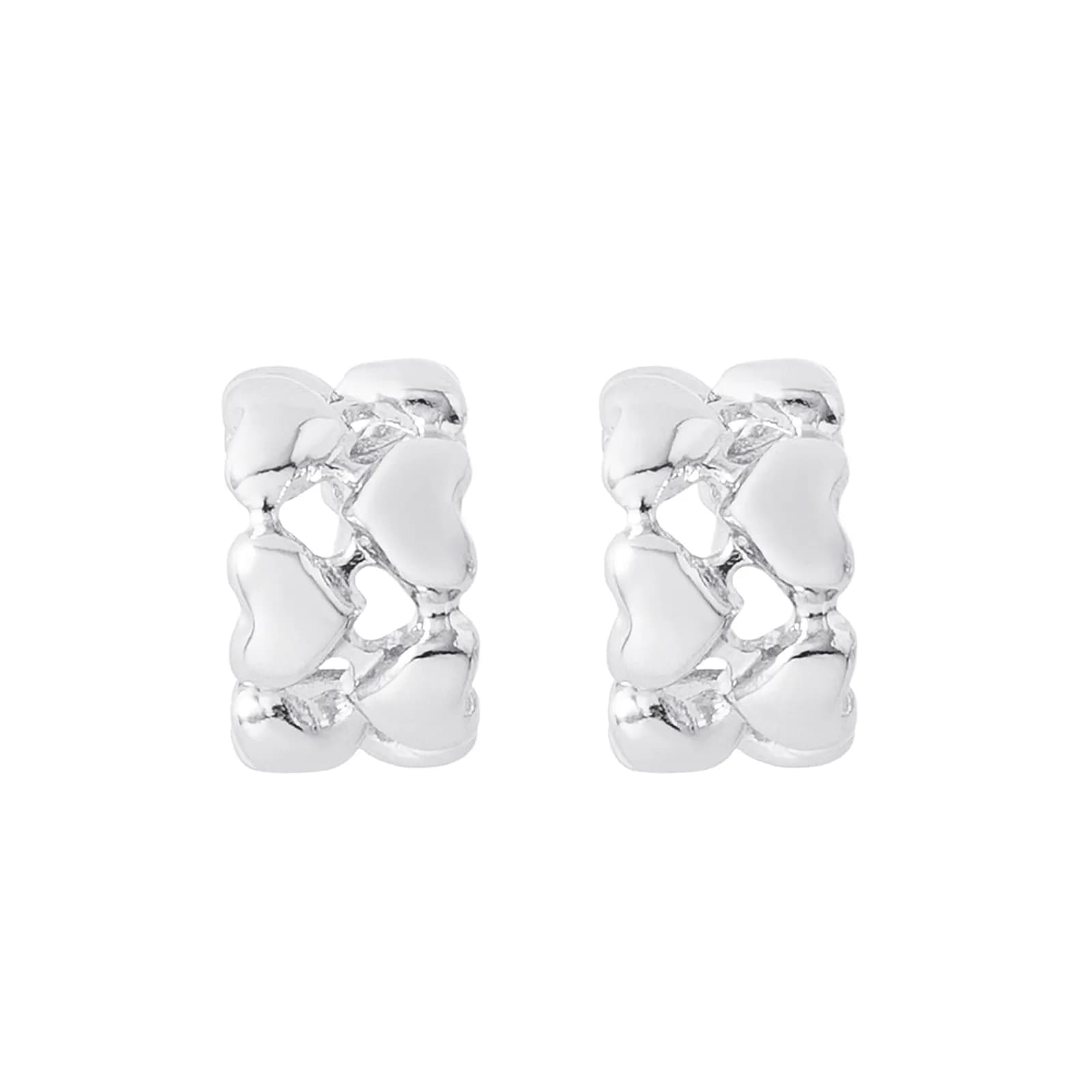 Silverfärgade örhängen, hoops med hjärtan - 1x1,5 cm 2