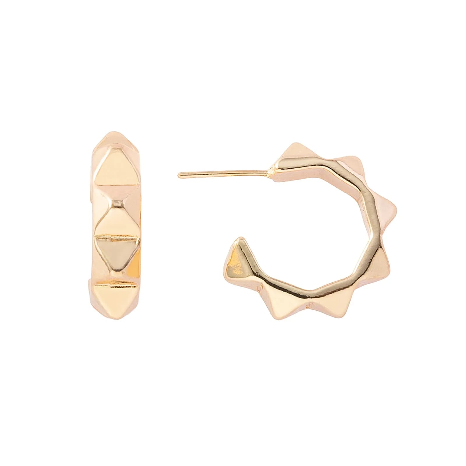 Guldfärgade örhängen, hoops med nitar - 0,5x1,5 cm