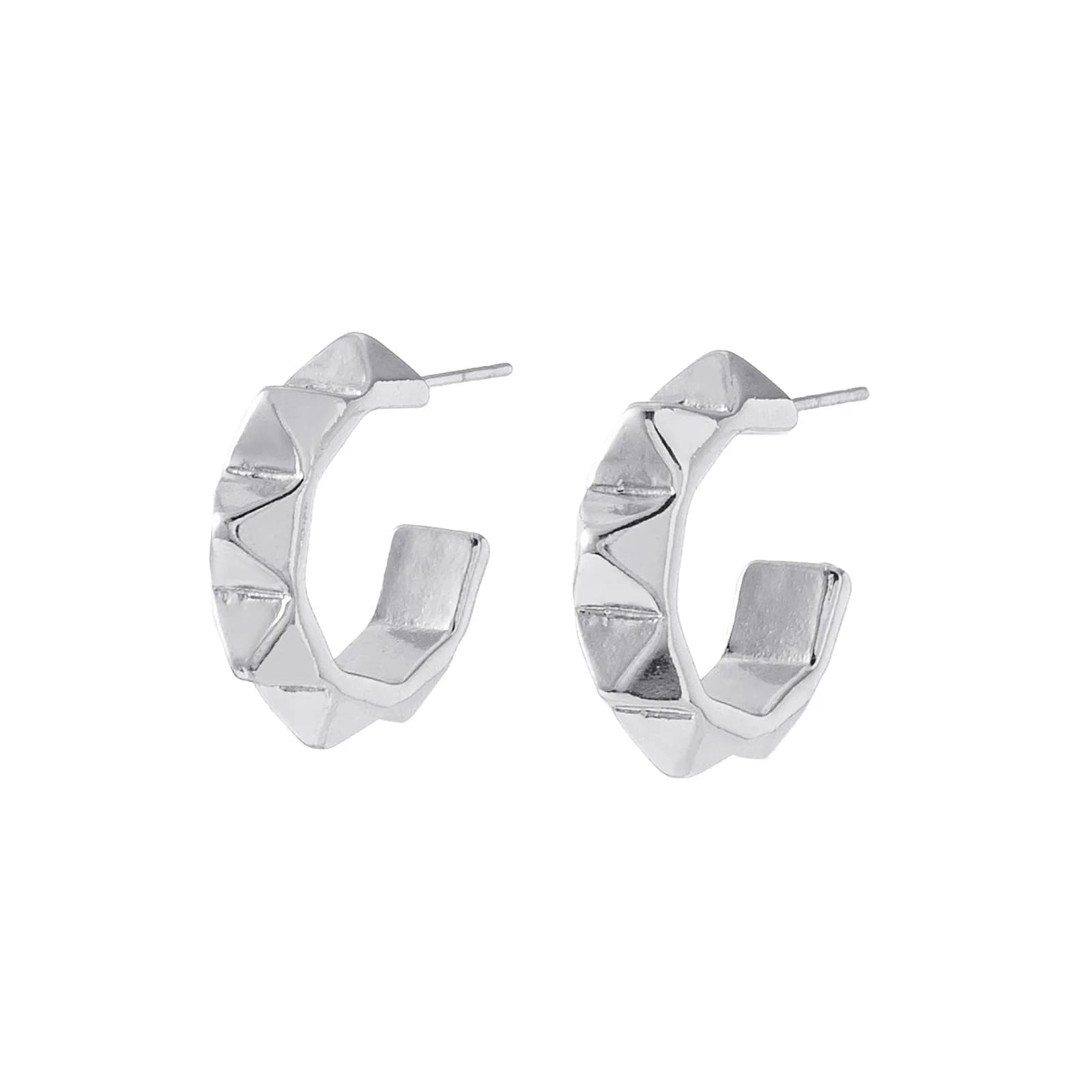 Silverfärgade örhängen, hoops med nitar - 0,5x1,5 cm 2