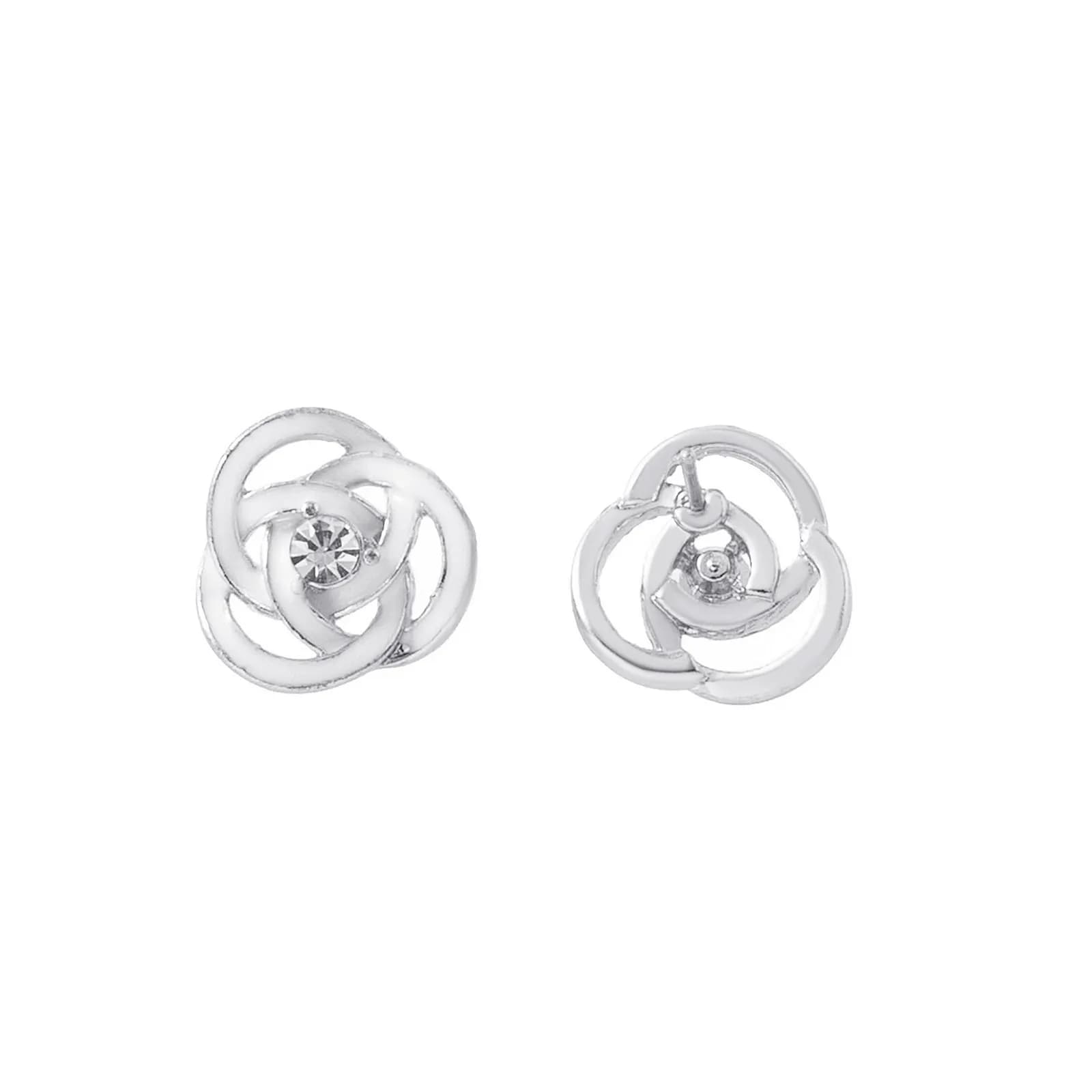 Silverfärgade örhängen, snurrade blommor - 1,5x1,5 cm