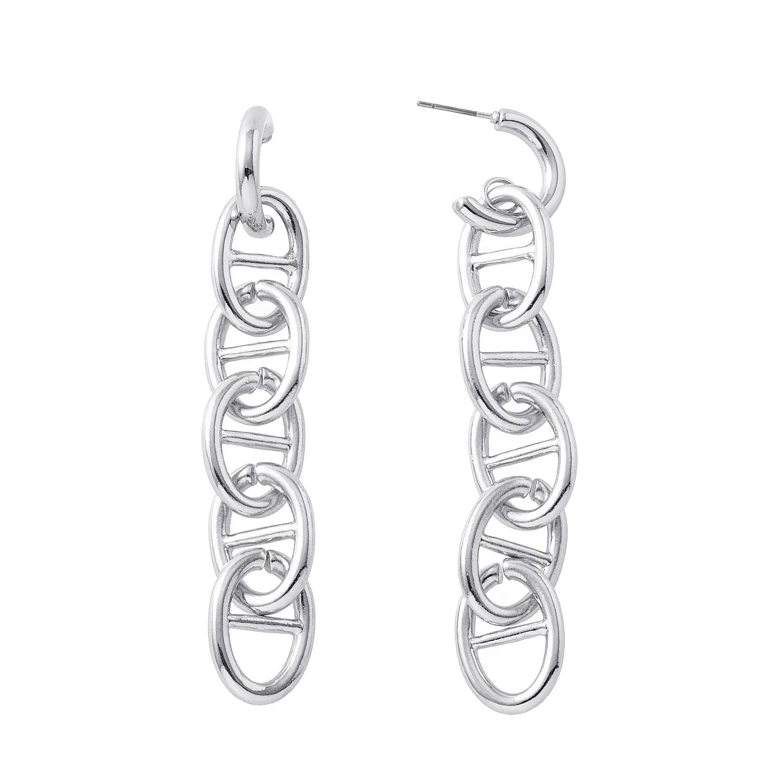 Silverfärgade örhängen, hängande ankarlänkar - 1,2x5,5cm 1