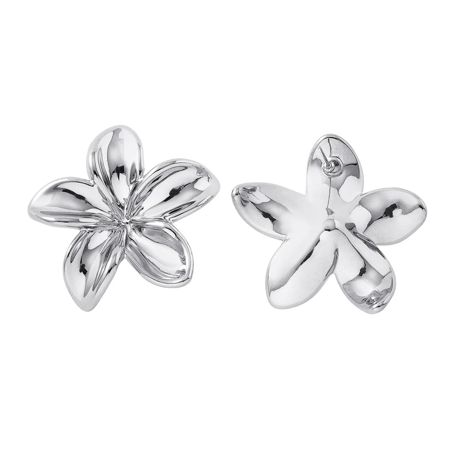Silverfärgade örhängen, hibiskusblomma - 4,5x4,5cm 2