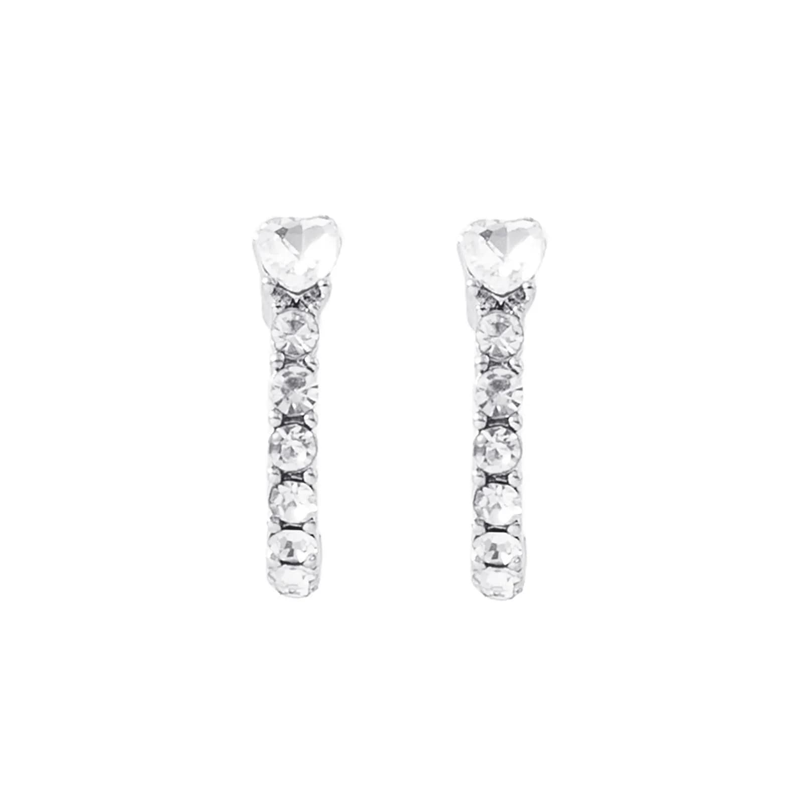 Silverfärgade örhängen hoop, glasstenar hjärta - 2x2cm 2
