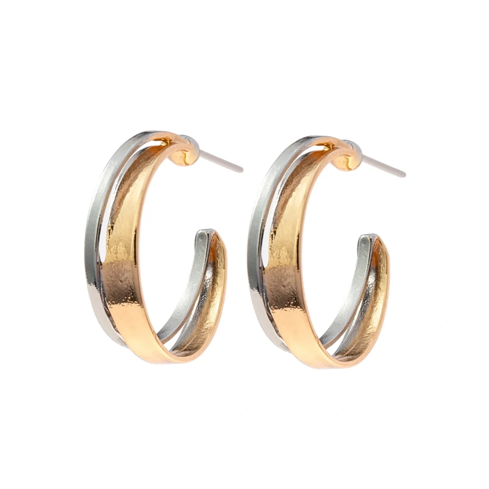 Bicolorfärgade örhängen, dubbla hoops - 0,7x1,8 cm 3
