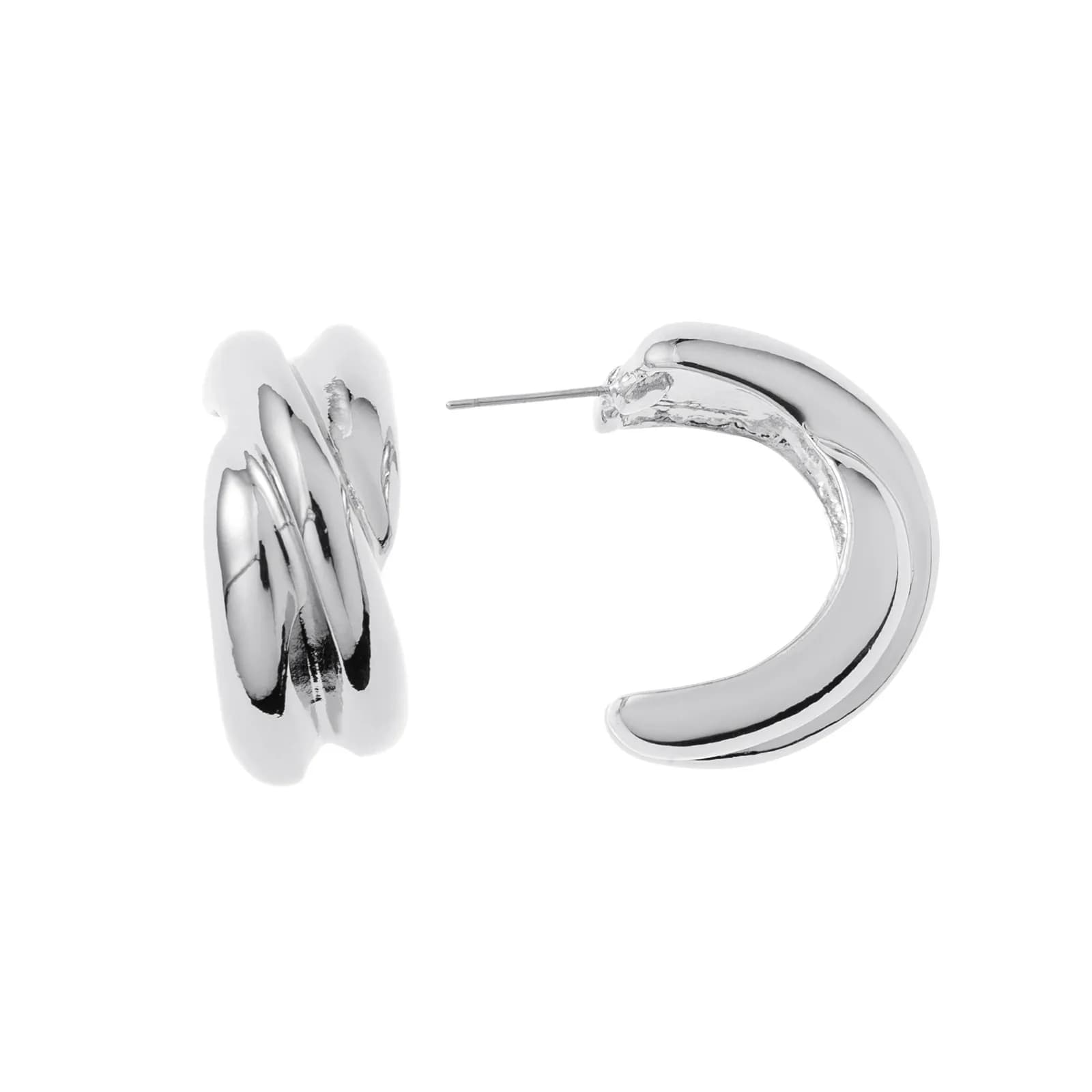 Silverfärgade örhängen, tvinnade C-hoops - 1,2x2 cm 1