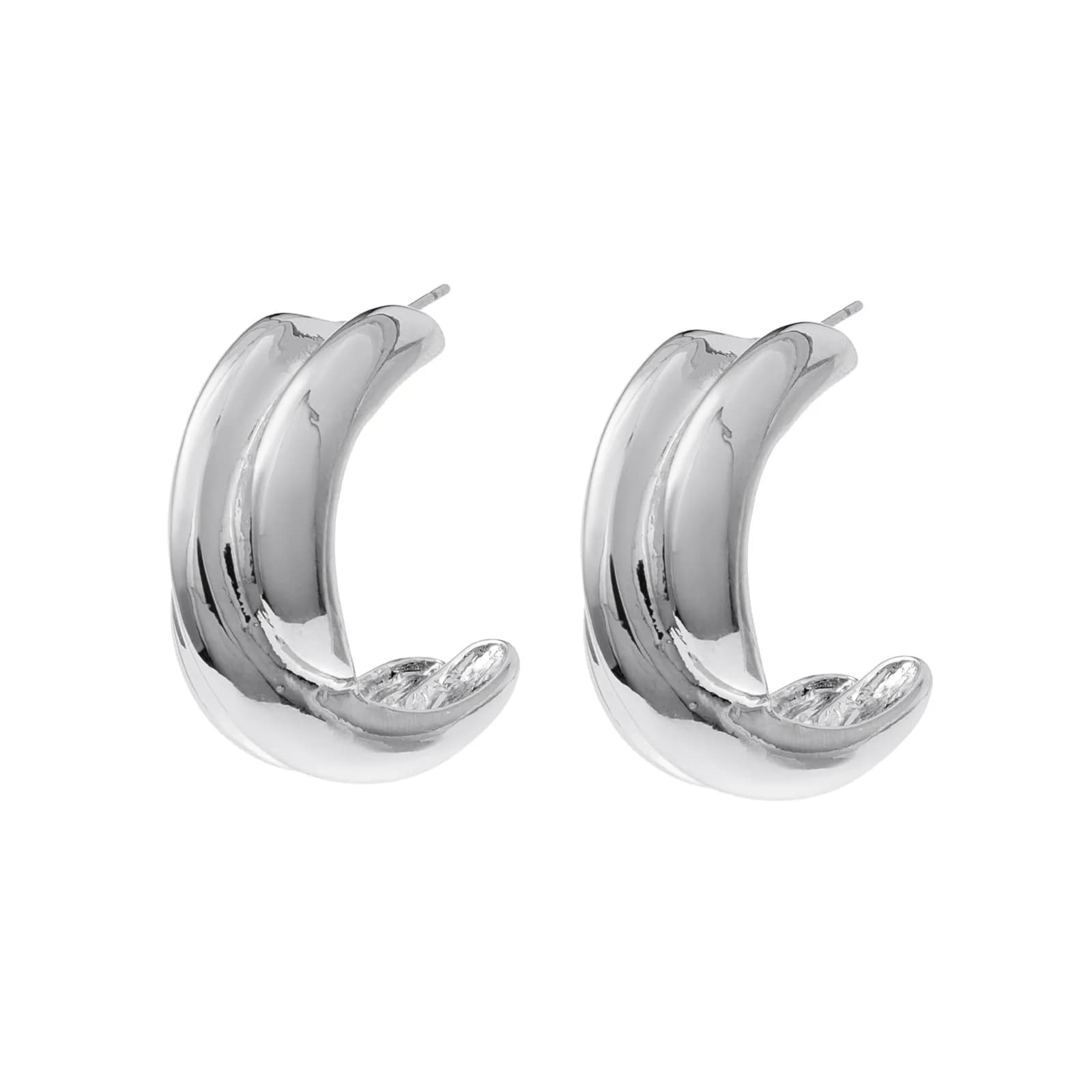 Silverfärgade örhängen, tvinnade C-hoops - 1,2x2 cm 2