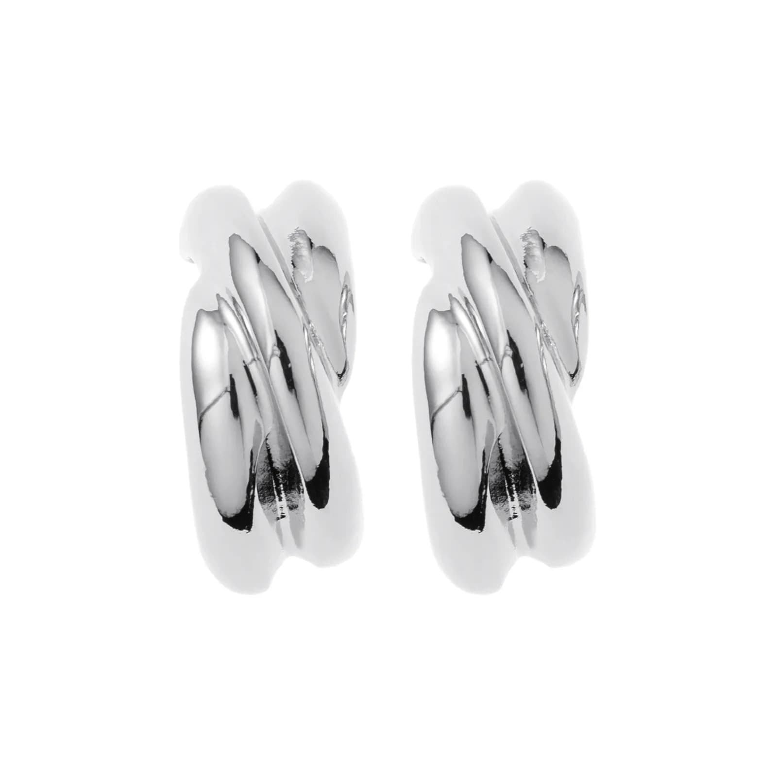 Silverfärgade örhängen, tvinnade C-hoops - 1,2x2 cm 3