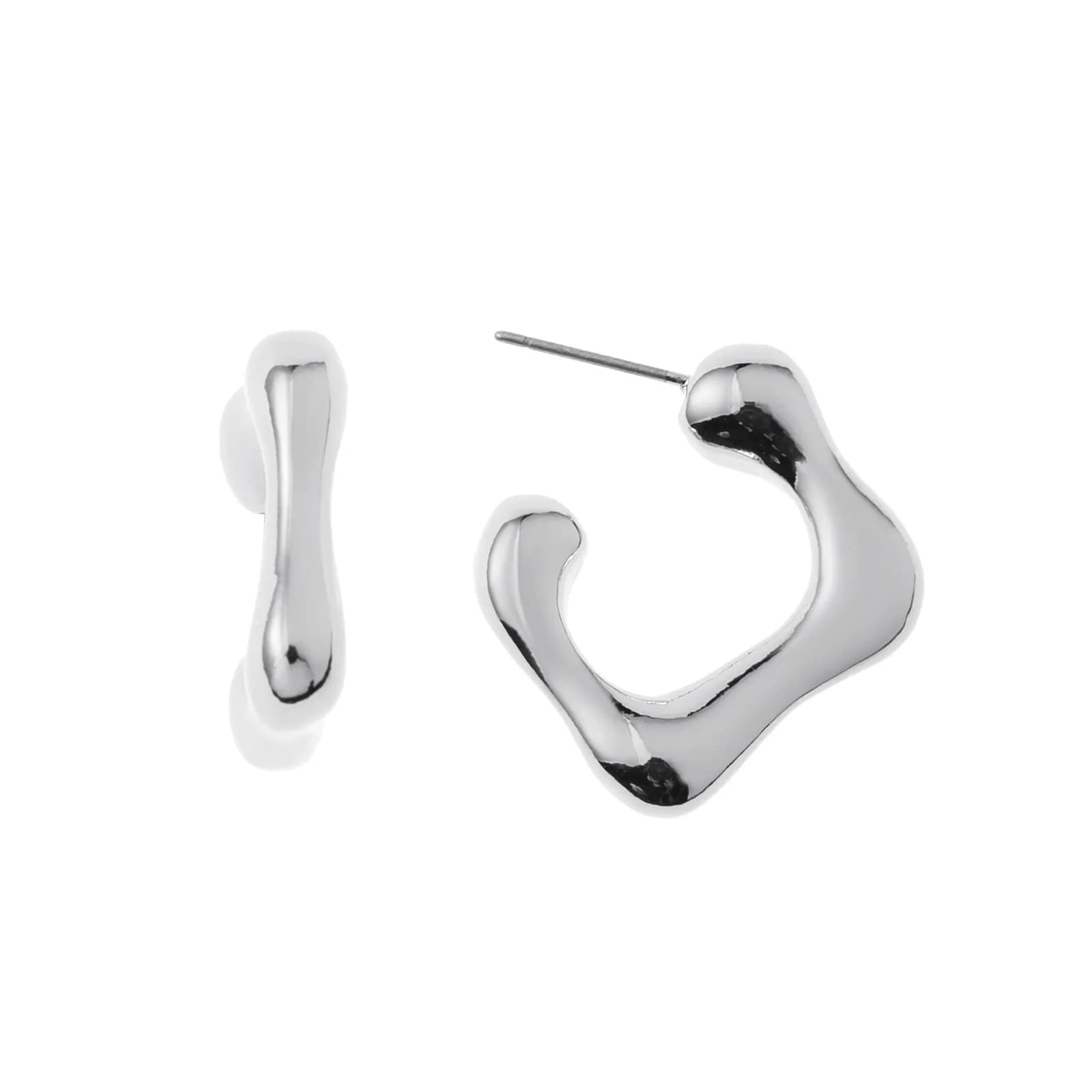 Silverfärgade örhängen, kvadratiska C-hoops - 0,5x1,5 cm 1