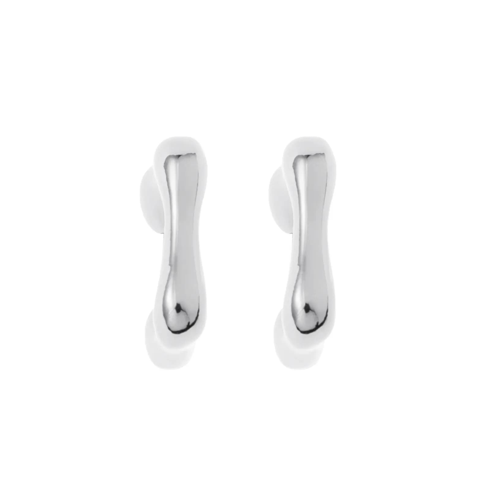 Silverfärgade örhängen, kvadratiska C-hoops - 0,5x1,5 cm 2