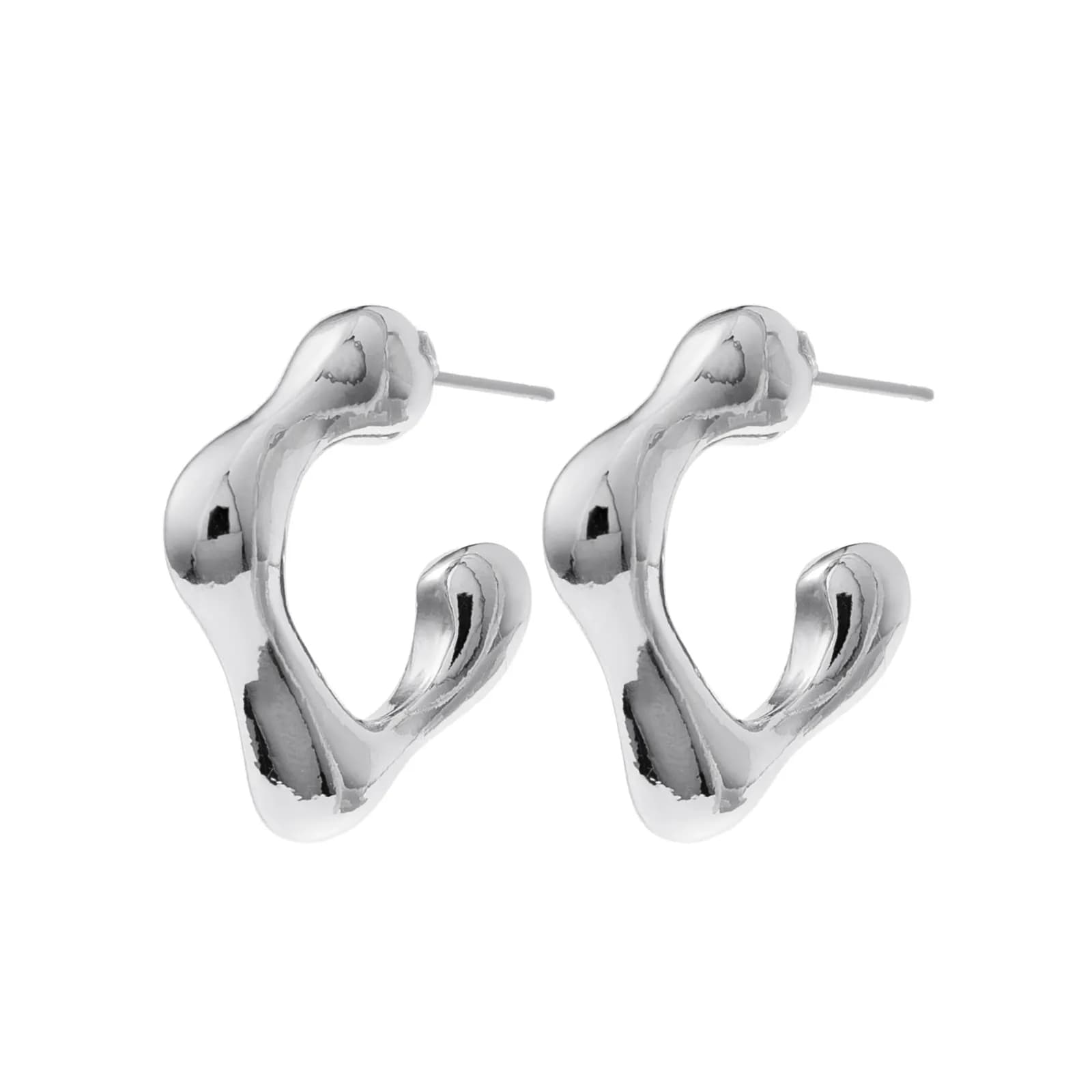 Silverfärgade örhängen, kvadratiska C-hoops - 0,5x1,5 cm 3