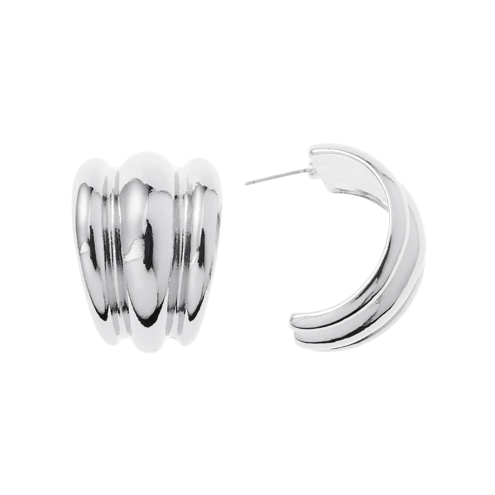 Silverfärgade örhängen, treradiga C-hoops - 2,5x2,5 cm 1
