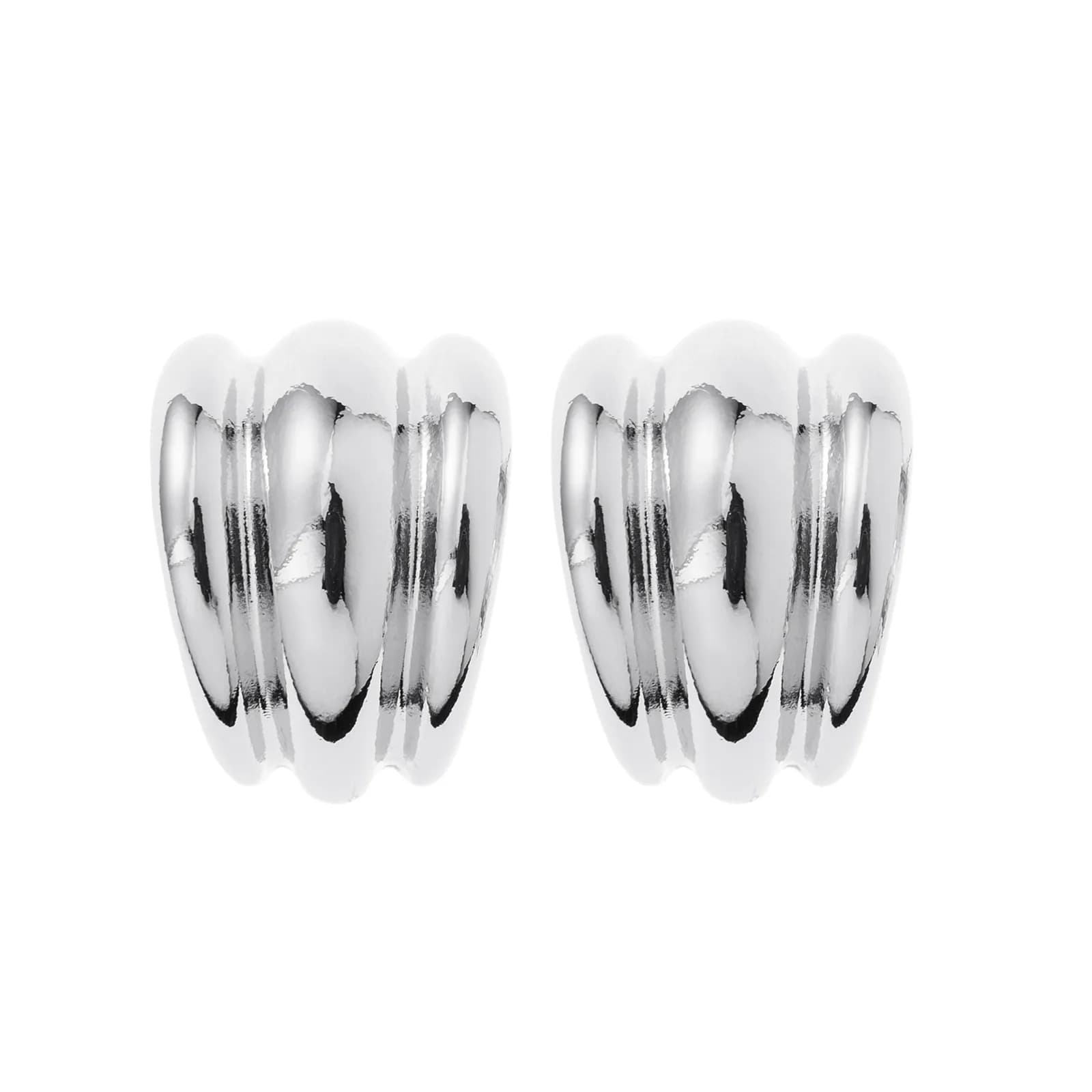 Silverfärgade örhängen, treradiga C-hoops - 2,5x2,5 cm 2