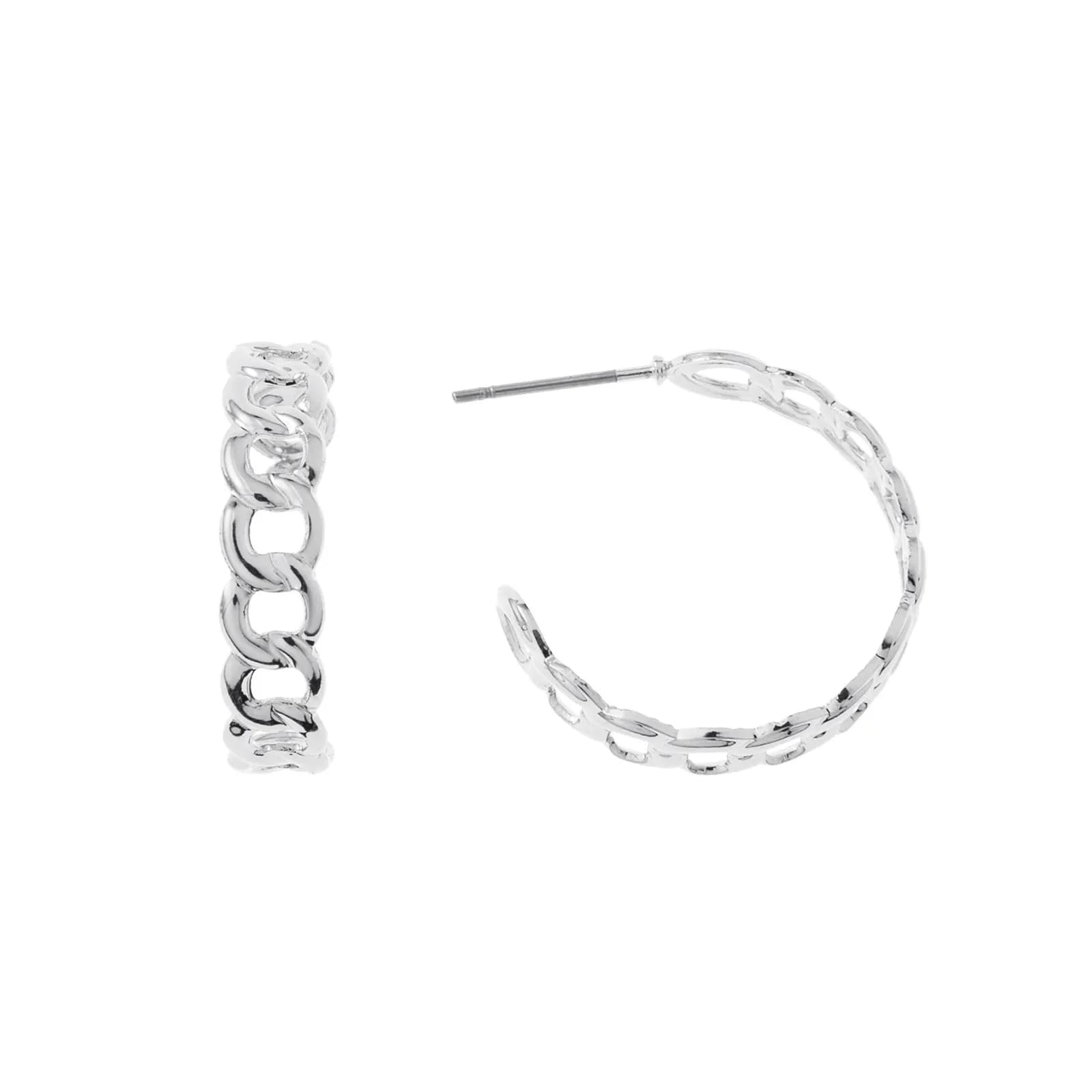 Silverfärgade örhängen, kedjeformade C-hoops - 0,5x2 cm 1