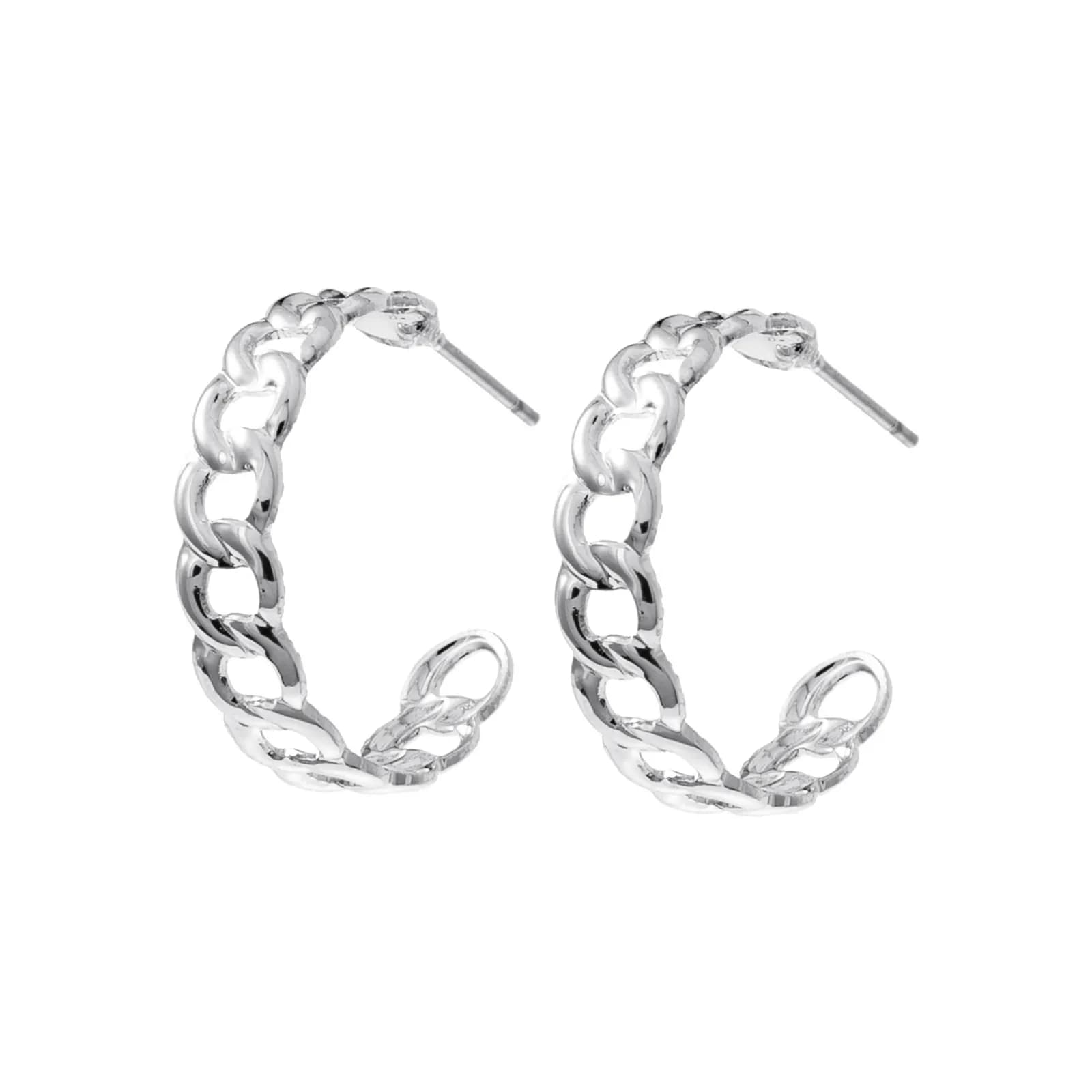 Silverfärgade örhängen, kedjeformade C-hoops - 0,5x2 cm 3