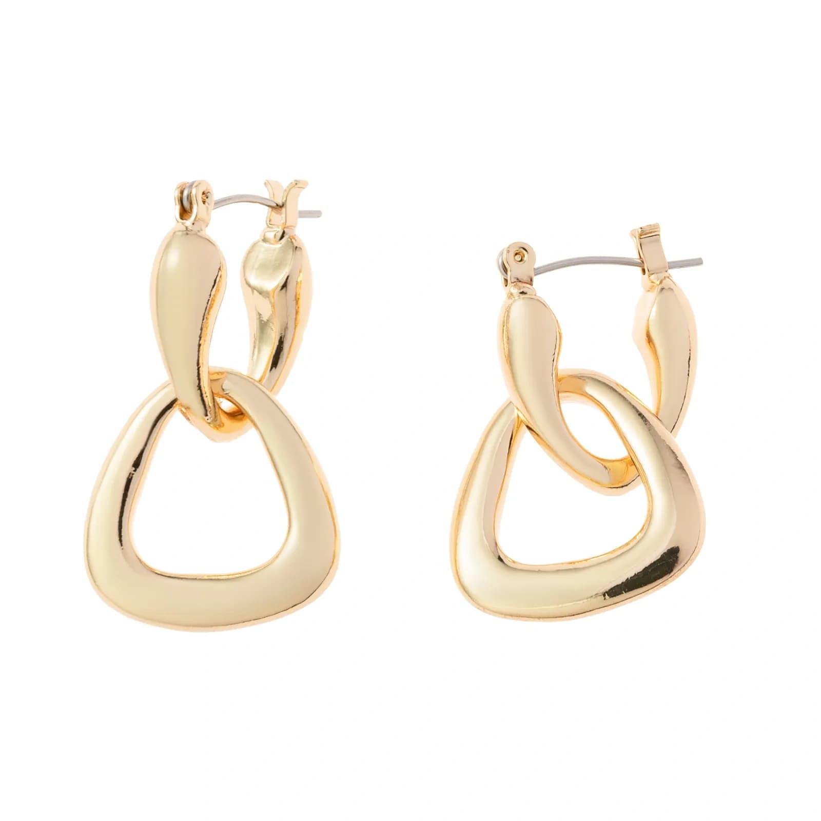 Guldfärgade örhängen, triangulära hoops - 1,5x3 cm 2