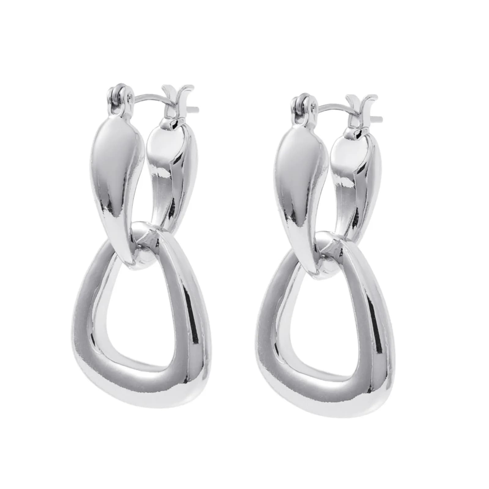 Silverfärgade örhängen, triangulära hoops - 1,5x3 cm