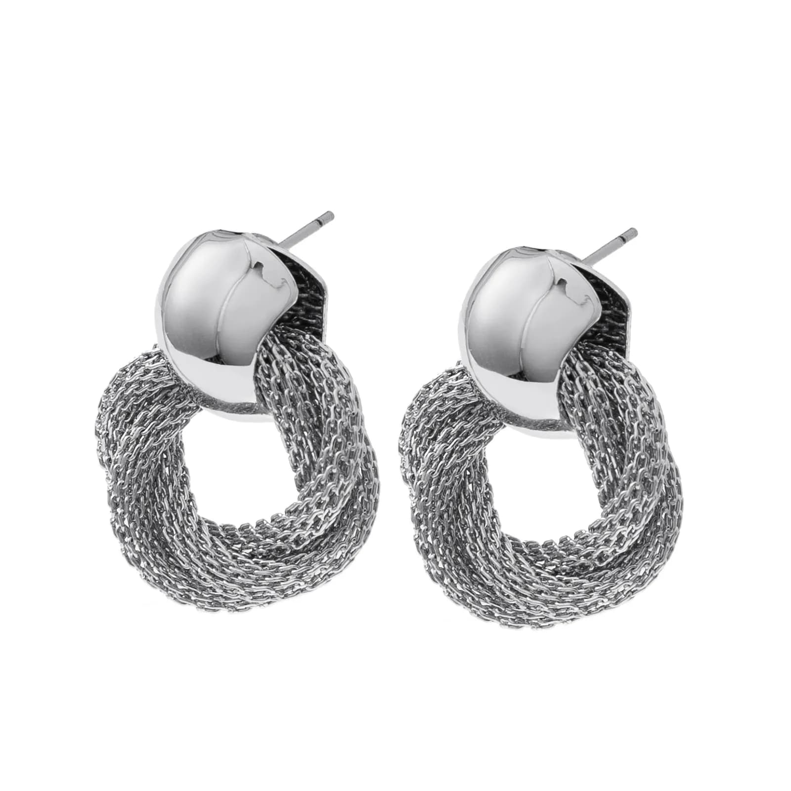 Silverfärgade örhängen, door knocker med mesh - 2,2x2,5 cm 2