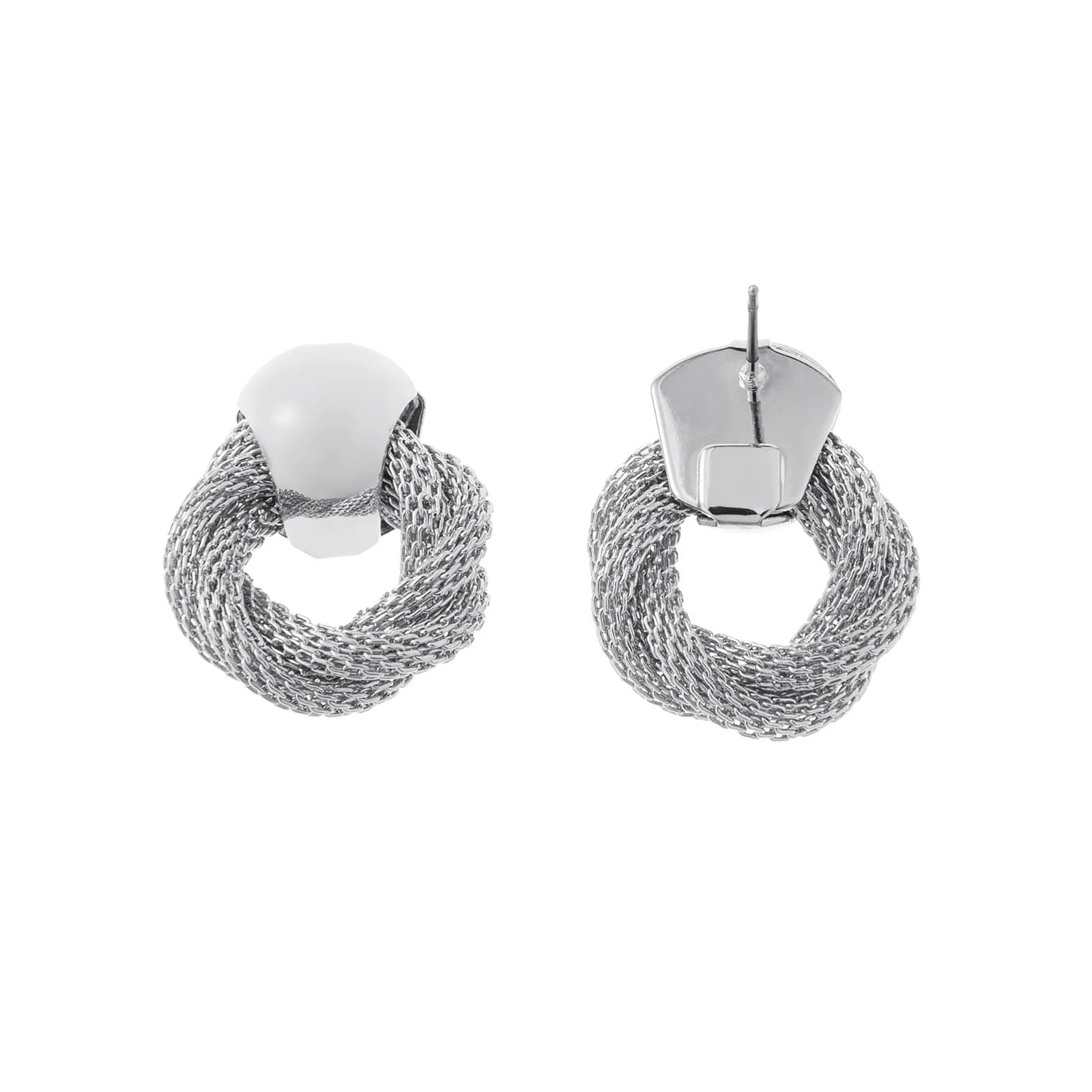Silverfärgade örhängen, door knocker med mesh - 2,2x2,5 cm 3