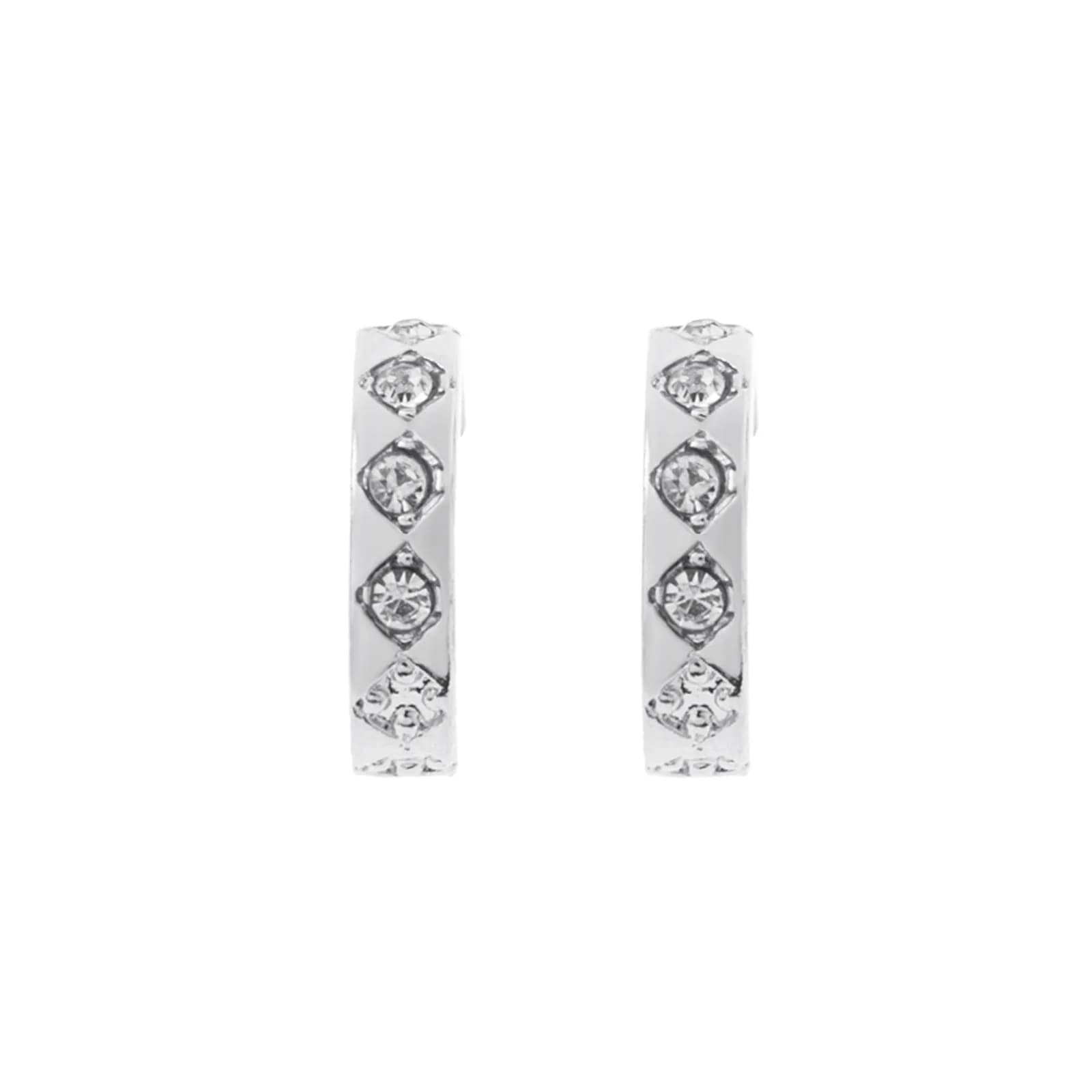 Silverfärgade örhängen, C-hoops med glasstenar - 0,4x1,2 cm 2