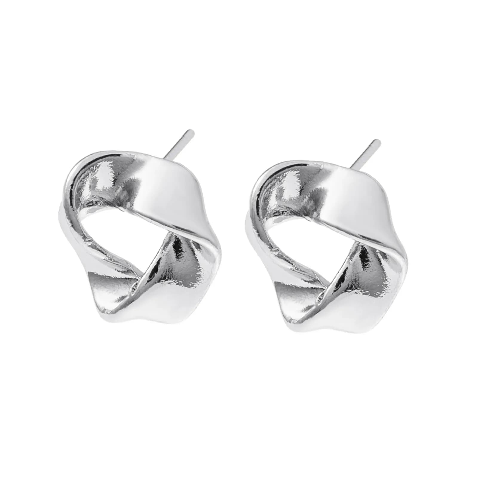 Silverfärgade örhängen, tvinnade ringar studs - 1,7x1,7 cm 1