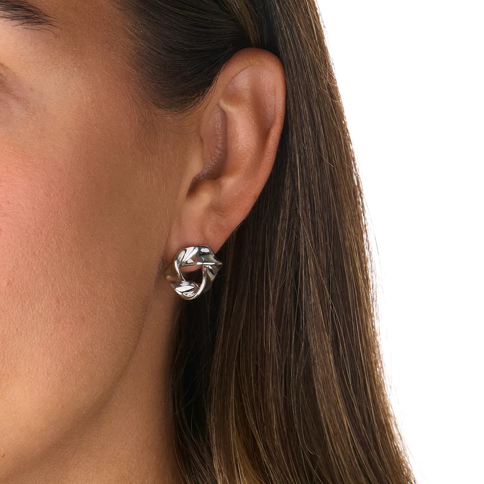 Silverfärgade örhängen, tvinnade ringar studs - 1,7x1,7 cm 3