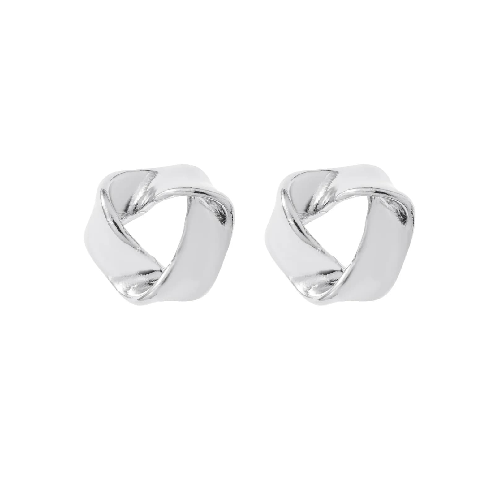 Silverfärgade örhängen, tvinnade ringar studs - 1,7x1,7 cm 2