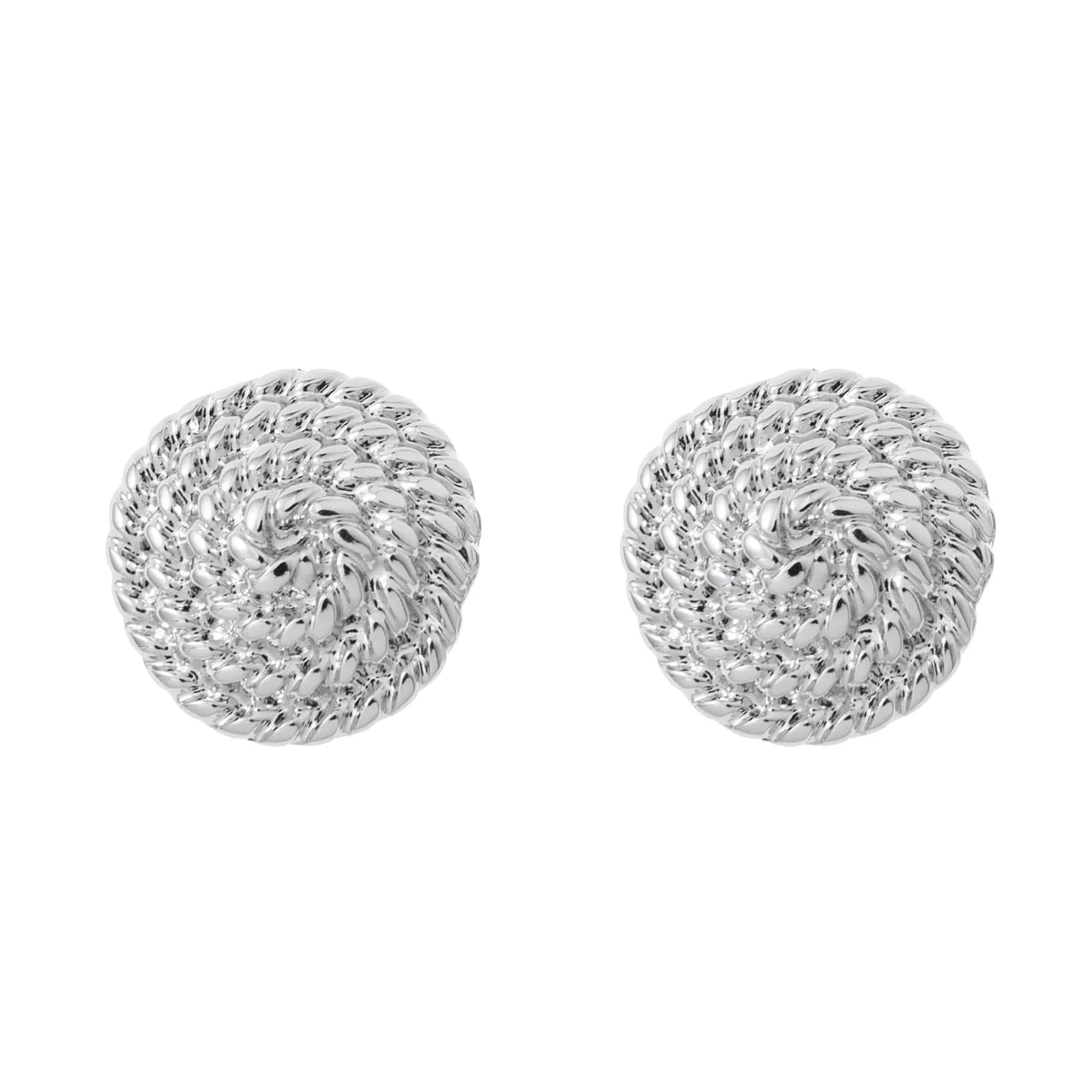 Silverfärgade örhängen, snurrade runda med klicklås - 2x2 cm