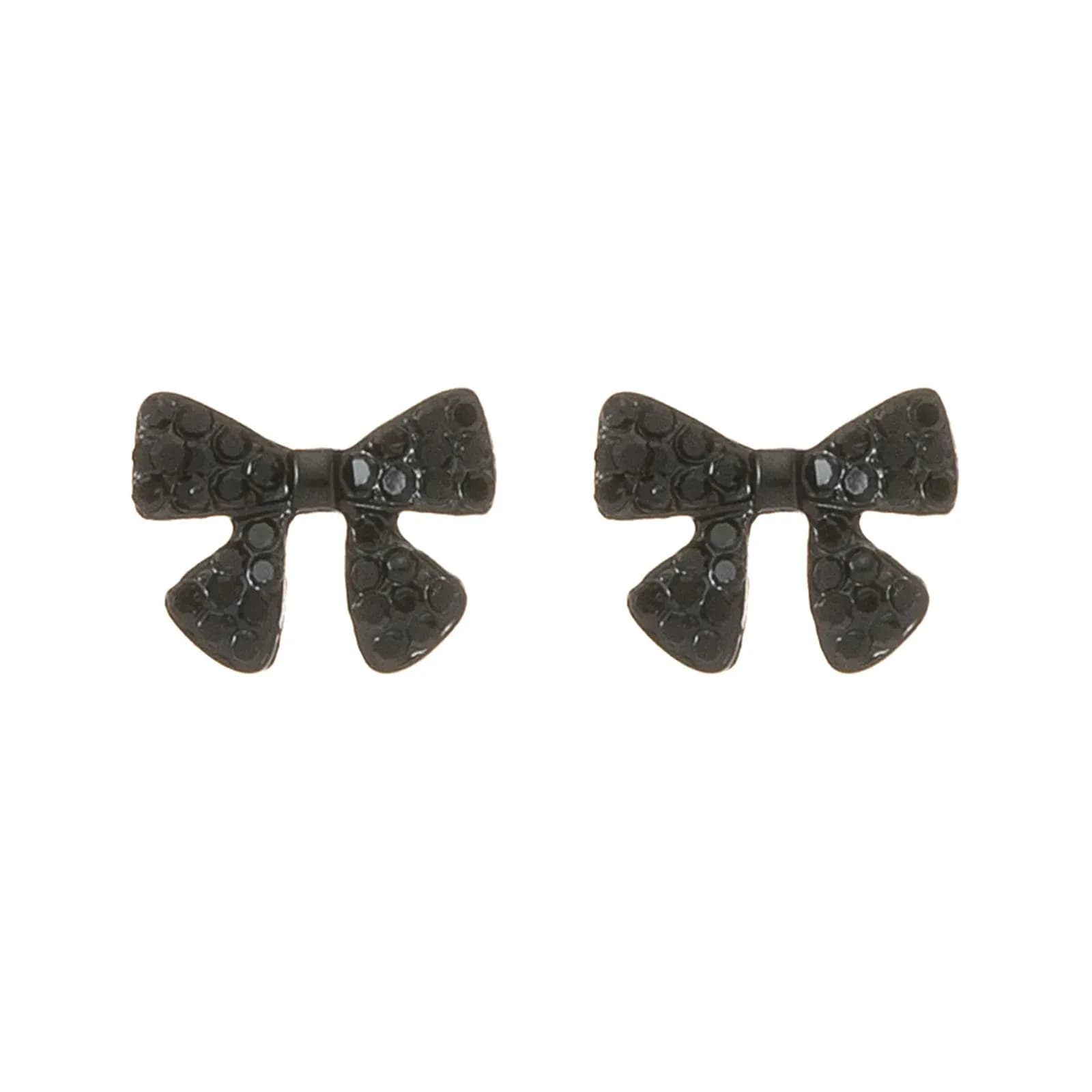 Svarta örhängen, studs rosett svarta glasstenar - 1,5x1 cm