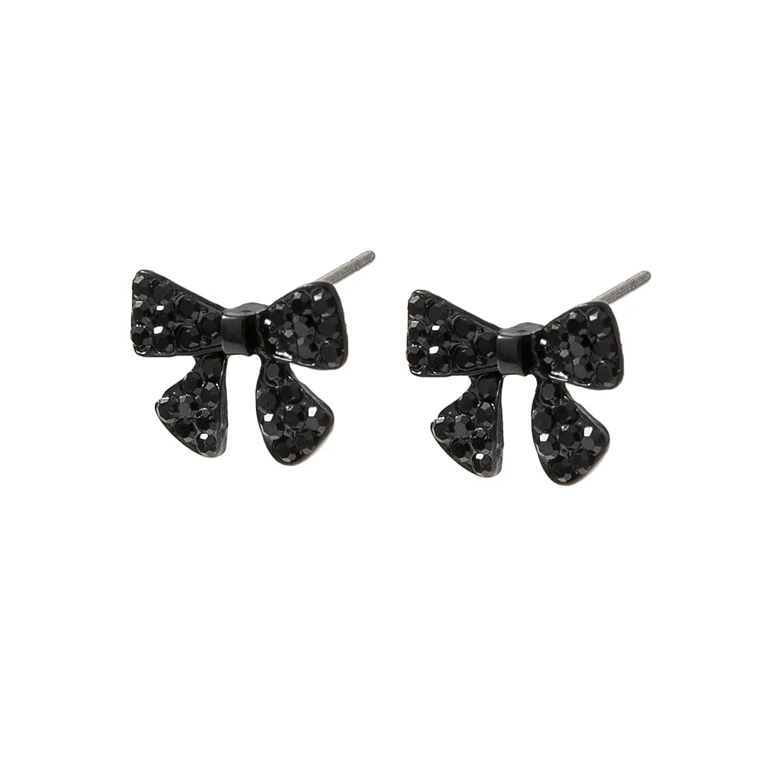 Svarta örhängen, studs rosett svarta glasstenar - 1,5x1 cm 3