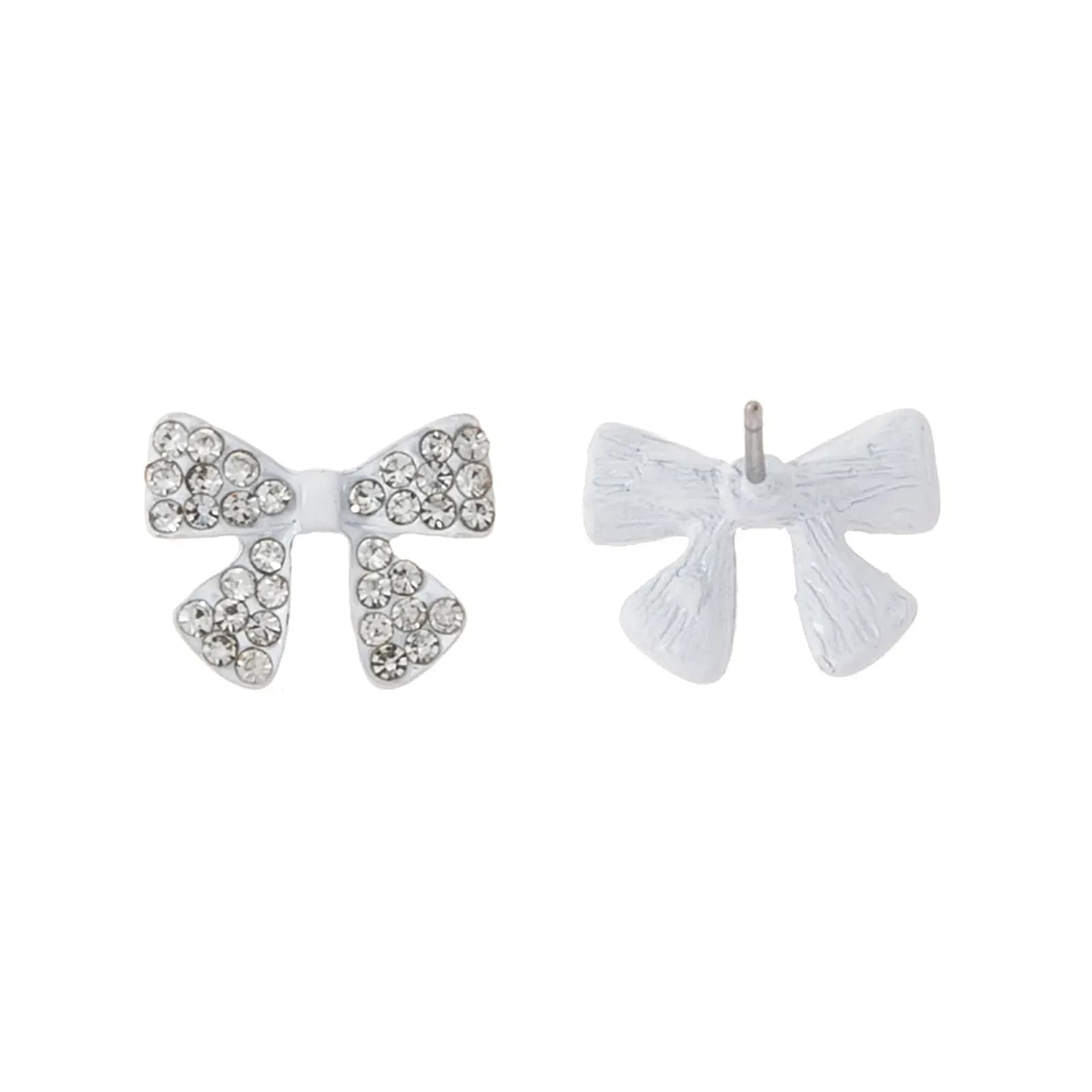 Vita örhängen, studs rosett klara glasstenar - 1,5x1 cm 2