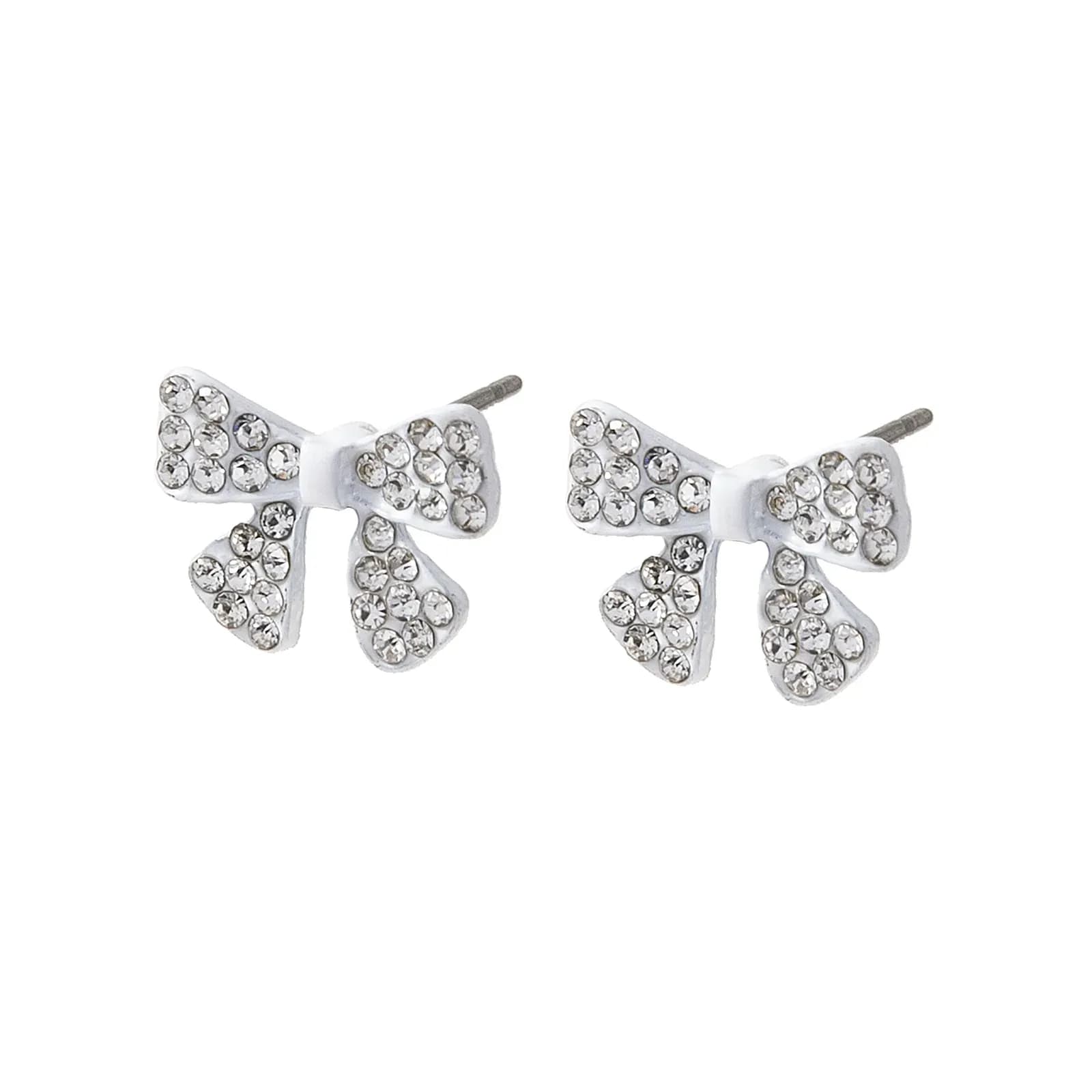 Vita örhängen, studs rosett klara glasstenar - 1,5x1 cm 3